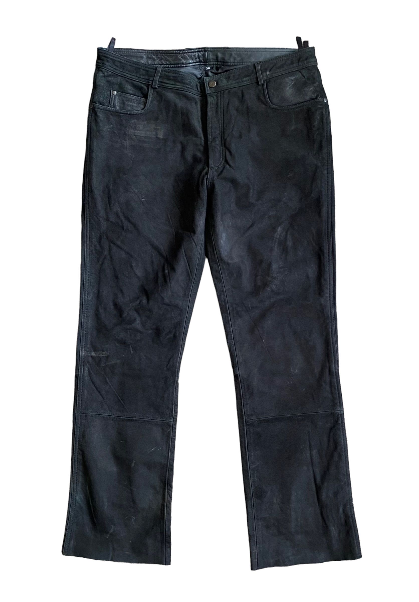 Genuine Leather × Leather × Vintage Vintage matte suede leather biker pants Size US 38 / EU 54 - 1 Thumbnail