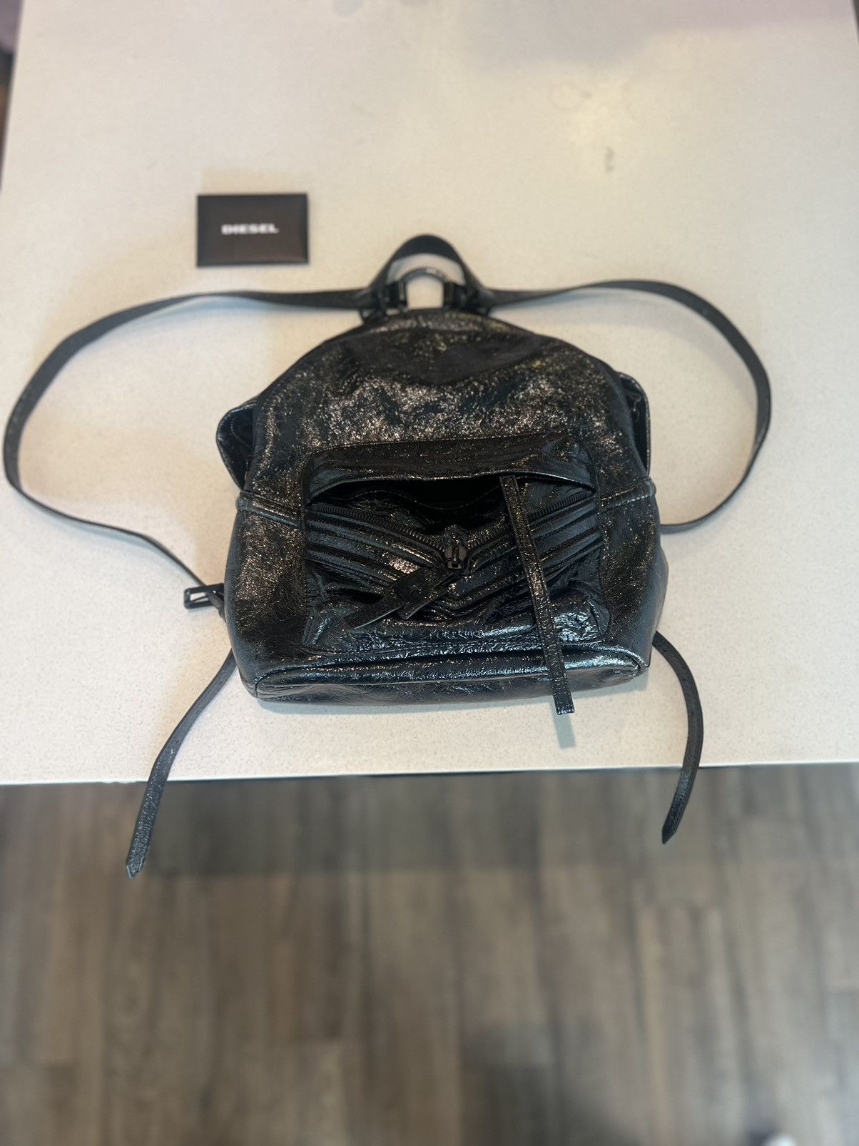 image of Diesel Leather Backpack in Black, Women's