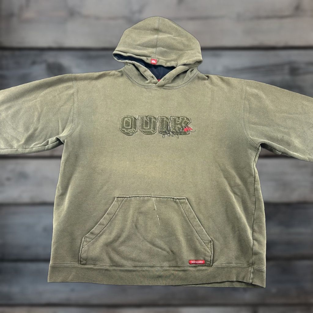 Quiksilver VINTAGE Quiksilver Hoodie Mens L Green Pullover Cotton Surf Skate Y2K Hooded Zipper Logo Size US L / EU 52-54 / 3 - 1 Thumbnail