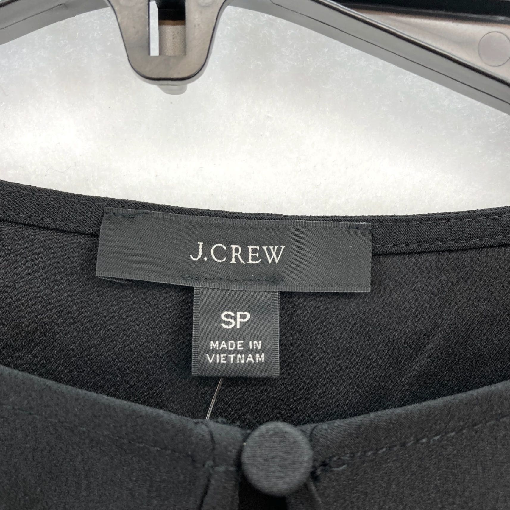 J.Crew J.CREW Puff Sleeve Satin Back Crepe Top Women's SP Petite Black Keyhole Neckline Shirt Size S / US 4 / IT 40 - 5 Thumbnail