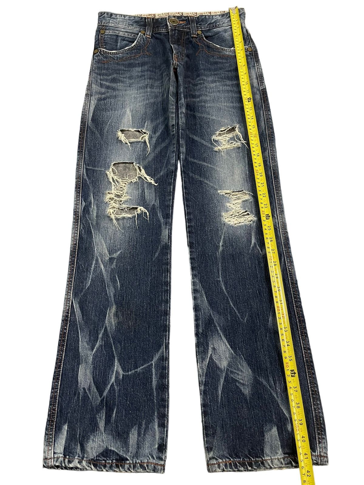 Edwin Vintage Edwin 503 Blue Wash Style Distressed Loose Jeans Size US 30 / EU 46 - 11 Thumbnail