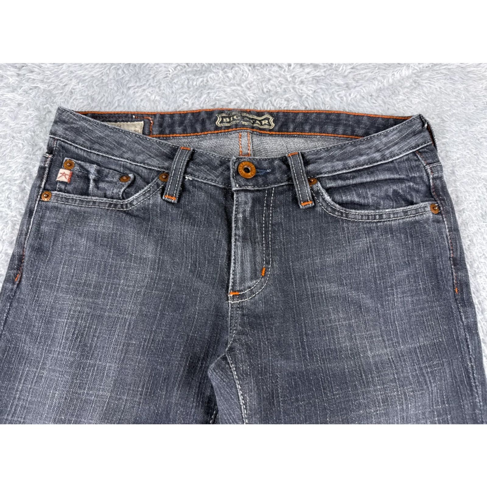 Vintage BIG STAR Jeans Women 26 Gray Denim Bootcut Low US Made Cotton 26x33 Distressed Embroidered Zipper 5-Pocket Regular Size 26" / US 2 / IT 38 - 4 Thumbnail