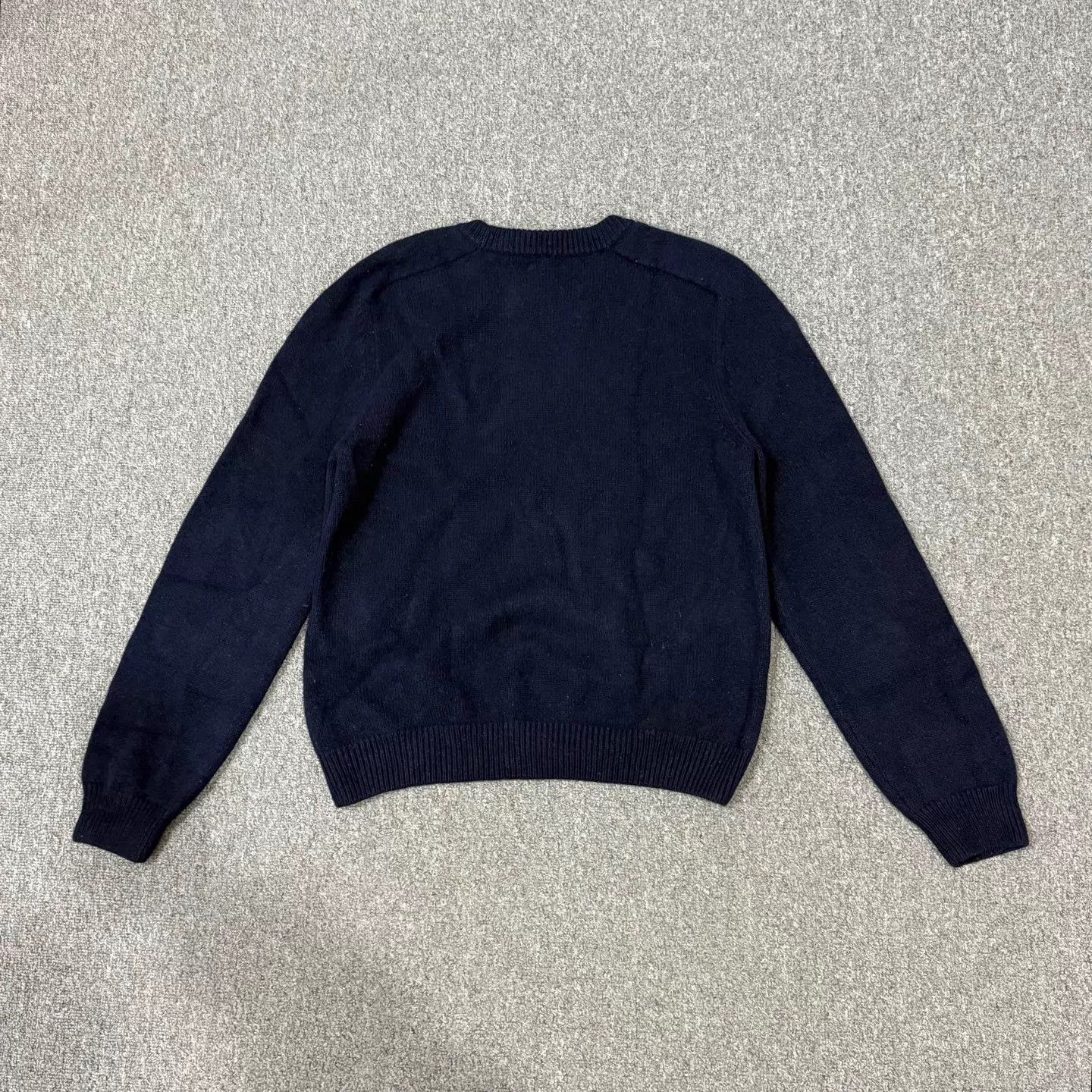 Celine Celine Navy Blue Triomphe Logo Wool Knit Sweater L Size US L / EU 52-54 / 3 - 2 Thumbnail