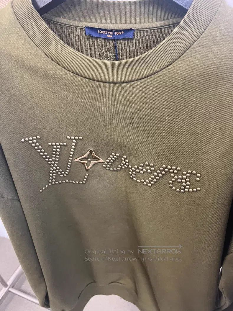 Louis Vuitton Louis Vuitton Fei Dong's studded logo army green sweatshir Size US XL / EU 56 / 4 - 1 Thumbnail
