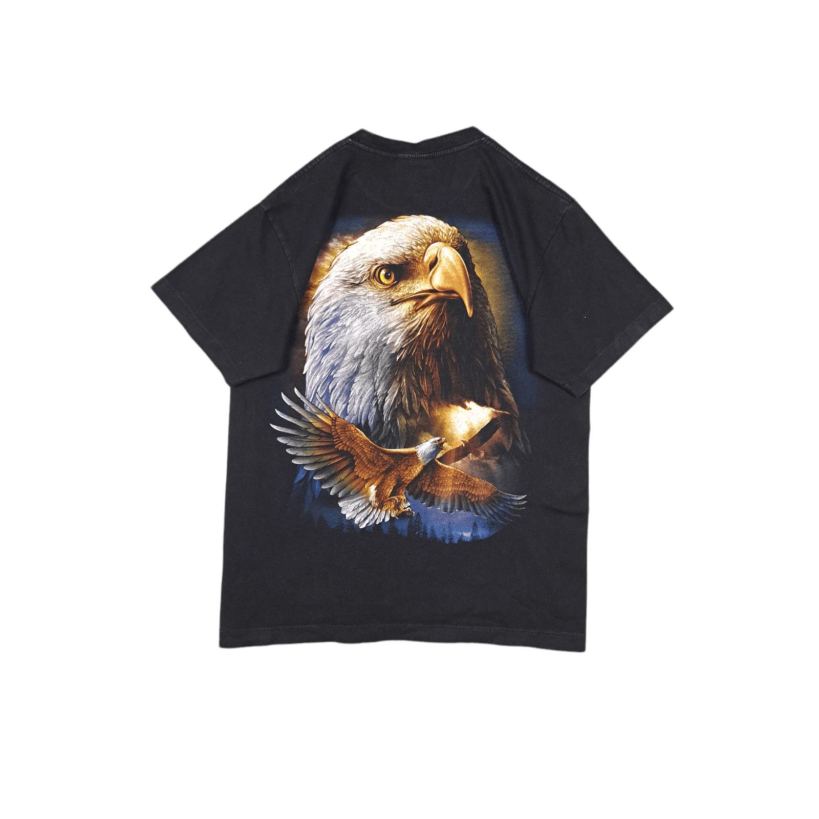 Vintage 90's Vintage Eagle Falcon Animal Print Black T-shirt M Size US M / EU 48-50 / 2 - 4 Thumbnail