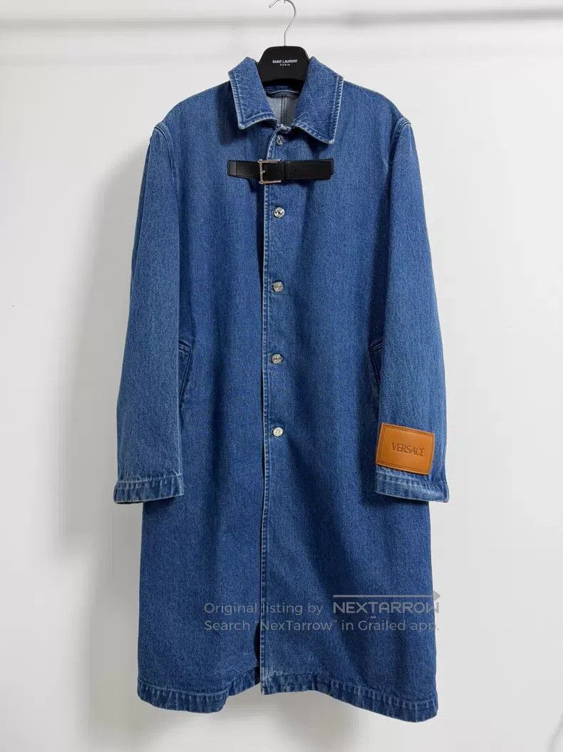 Versace Versace Single-breasted belt sleeve label denim coat Size US M / EU 48-50 / 2 - 1 Thumbnail