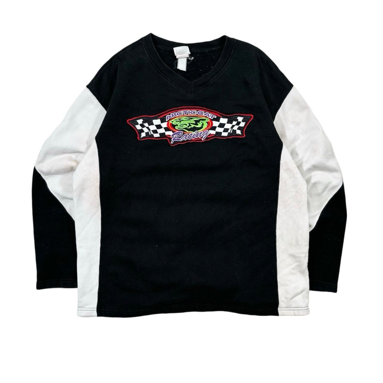 Streetwear Vintage Vintage 90s Heavy Embroidered Arctic Cat Racing Sweater Grailed