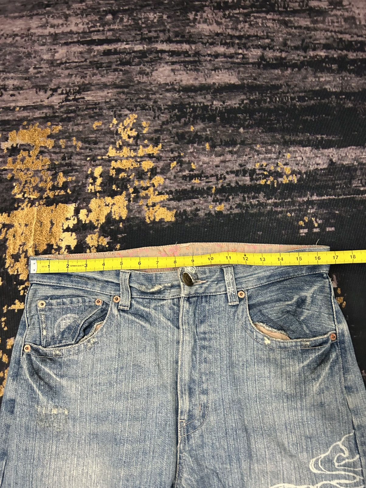 Karakuri Tamashii Vintage Buden Phoenix Sukajan Distressed Jeans Size US 31 - 19 Thumbnail