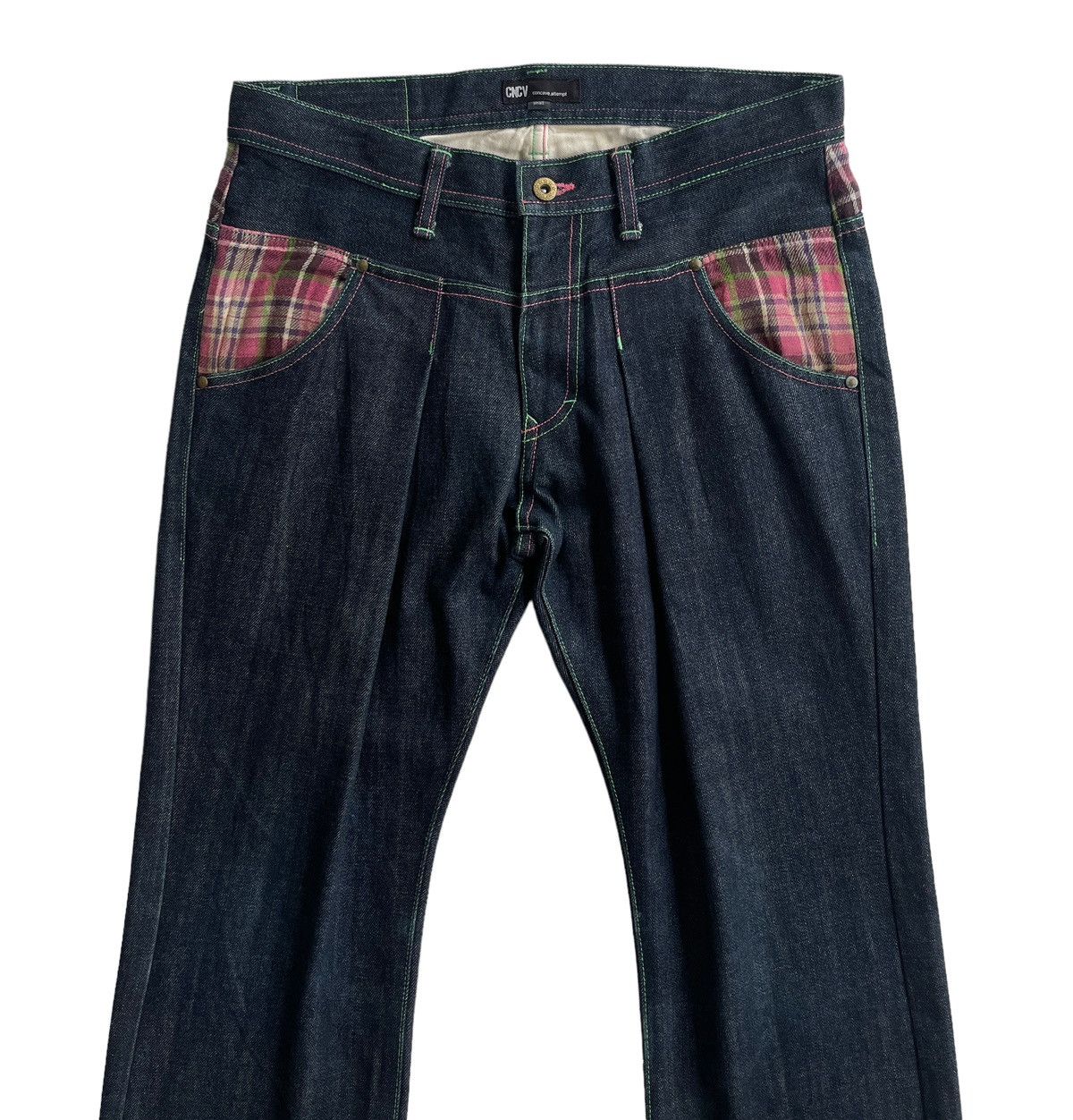Japanese Brand Concave Attempt Double Waist Flare Denim Size US 31 - 4 Thumbnail