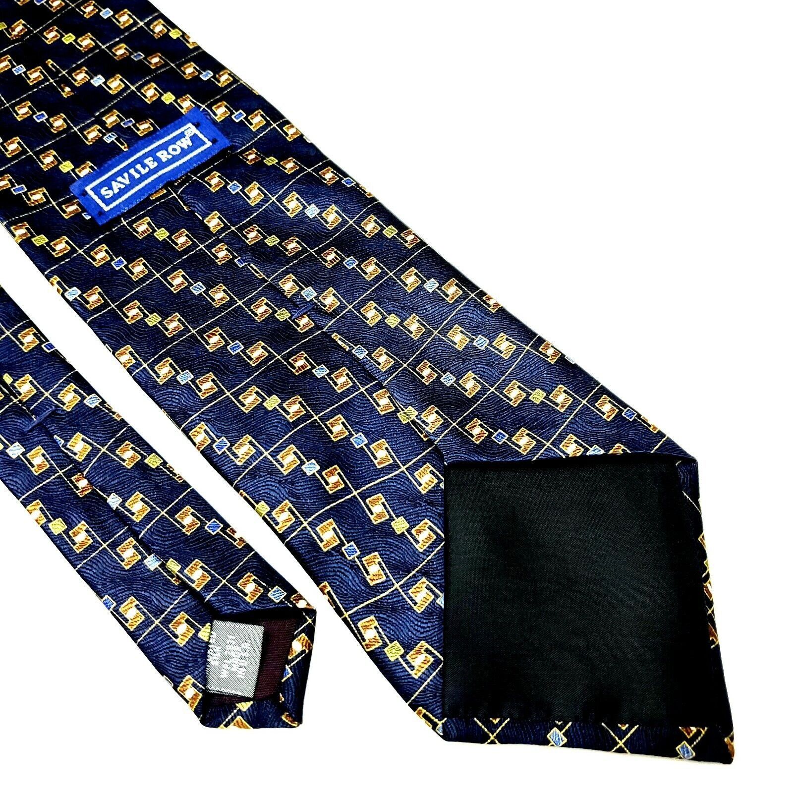 Savile Row Savile Row Silk Tie Print Blue Geometric Size ONE SIZE - 5 Thumbnail