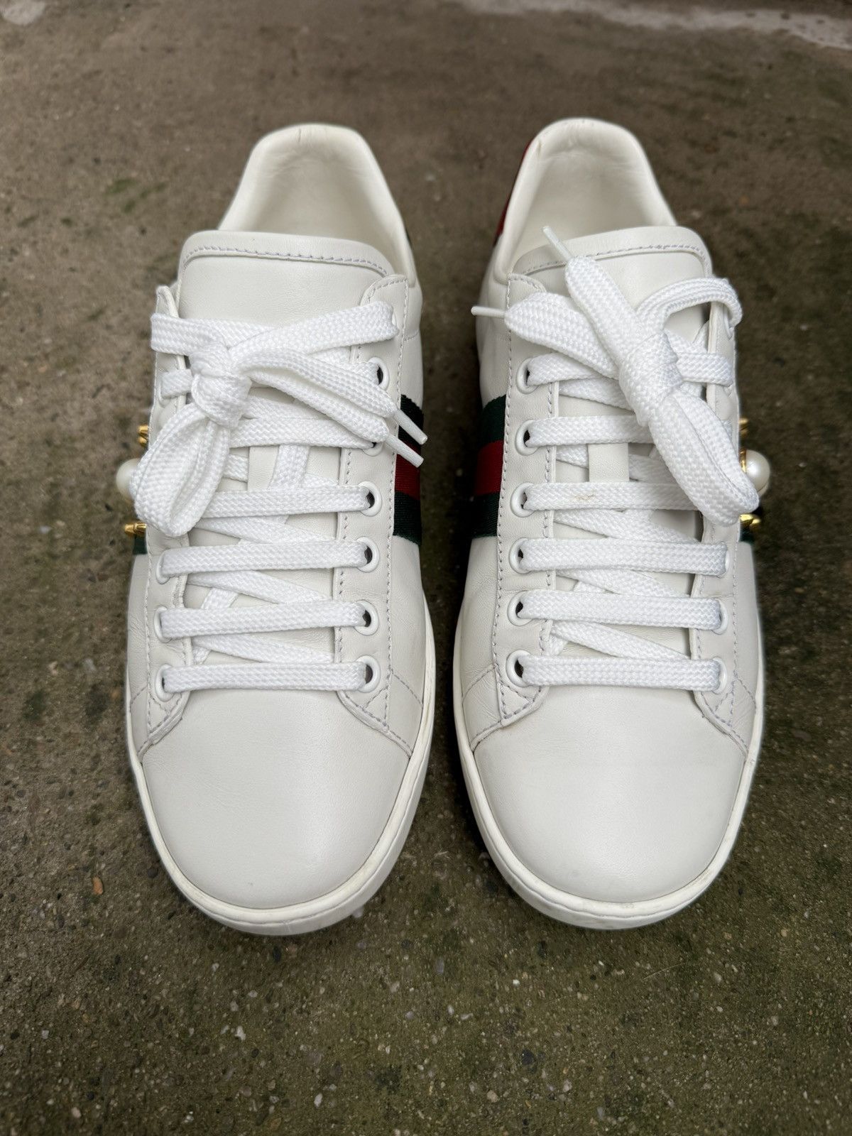 Gucci ✨Gucci✨(431887) Leather Ace Pearl Spiked Low Top Sneakers Size US 6 / IT 36 - 2 Thumbnail