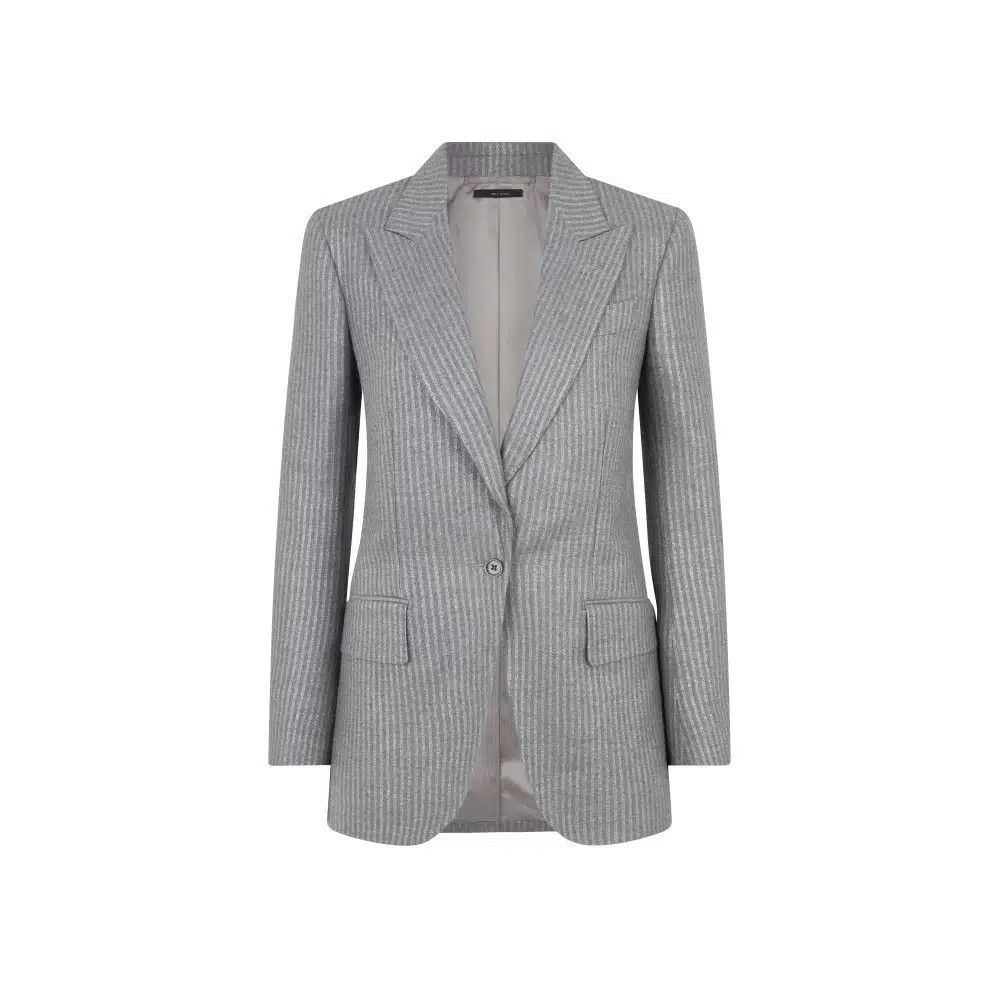 Tom Ford o1loc1c1125 GI2970 Striped Wool Wallis Jacket in Grey Size M / US 6-8 / IT 42-44 - 1 Thumbnail
