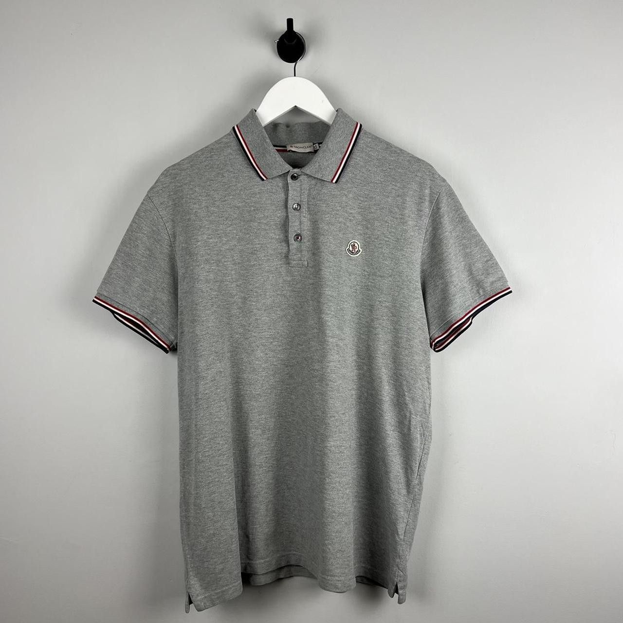 image of Moncler Maglia Logo Polo Shirt in Grey, Men's (Size XL)