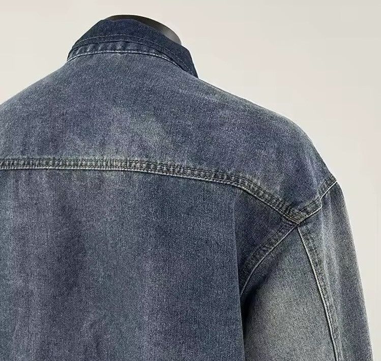 Japanese Brand Lapel Collar Button Mandarin Denim Jacket Size US XXL / EU 58 / 5 - 7 Thumbnail