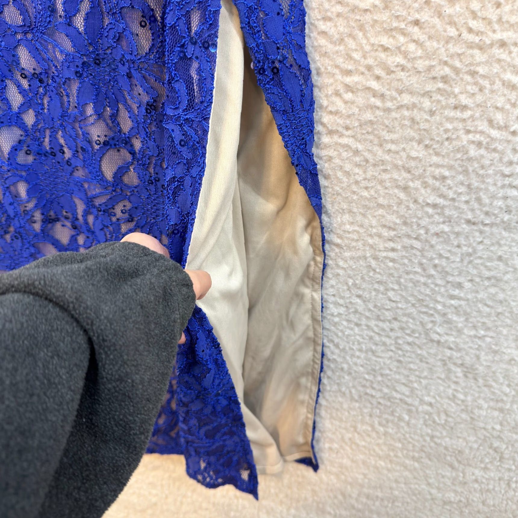 Vintage VINTAGE Y2K Morgan & Co. Prom Dress Maxi Blue Lace Sequin Strapless XS Small Adult Womens Size XS / US 0-2 / IT 36-38 - 4 Thumbnail
