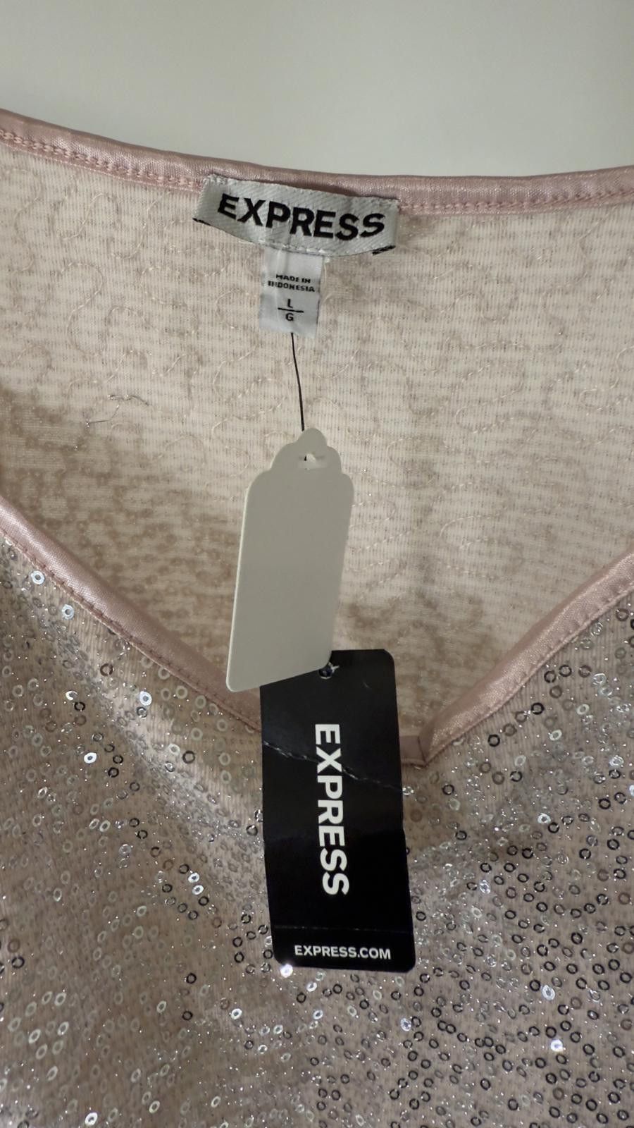 Express Express Pink Sequined Camisole Top Size L / US 10 / IT 46 - 3 Thumbnail
