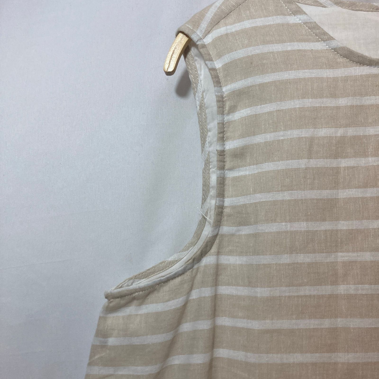 Other NWT BeachLunchLounge Linen Blend Tan White Stripes Dress Size L / US 10 / IT 46 - 7 Thumbnail