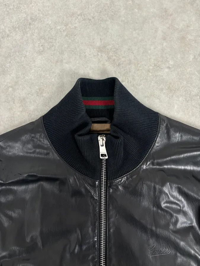 Gucci 2000s Gucci Black Leather Light Bomber Jacket Size US M / EU 48-50 / 2 - 8 Thumbnail