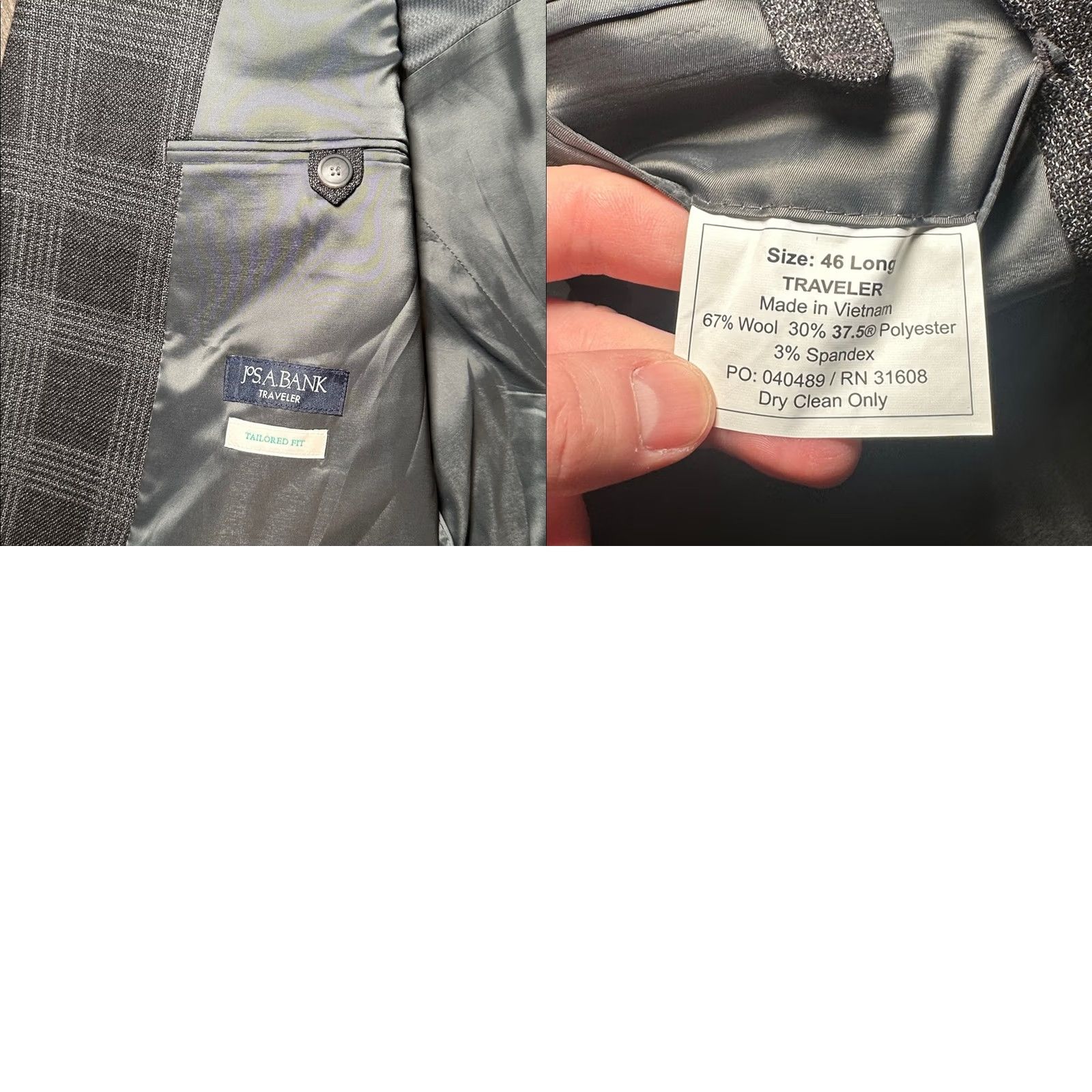 Jos. A. Bank Jos. A. Bank Traveler Tailored Fit Sport Coat 46L Wool Blend Black Mens Jacket 2 Piece Slim Fit Size US S / EU 44-46 / 1 - 8 Thumbnail