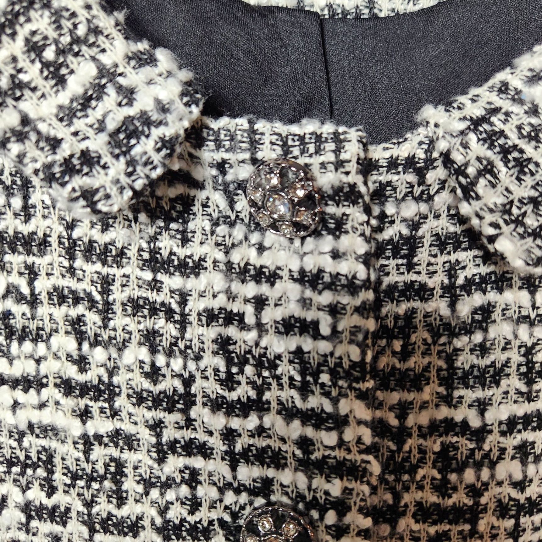 Adrianna Papell Adrianna Papell Jacket Womens Black/White Tweed Buttonfront L Size Size L / US 10 / IT 46 - 5 Thumbnail