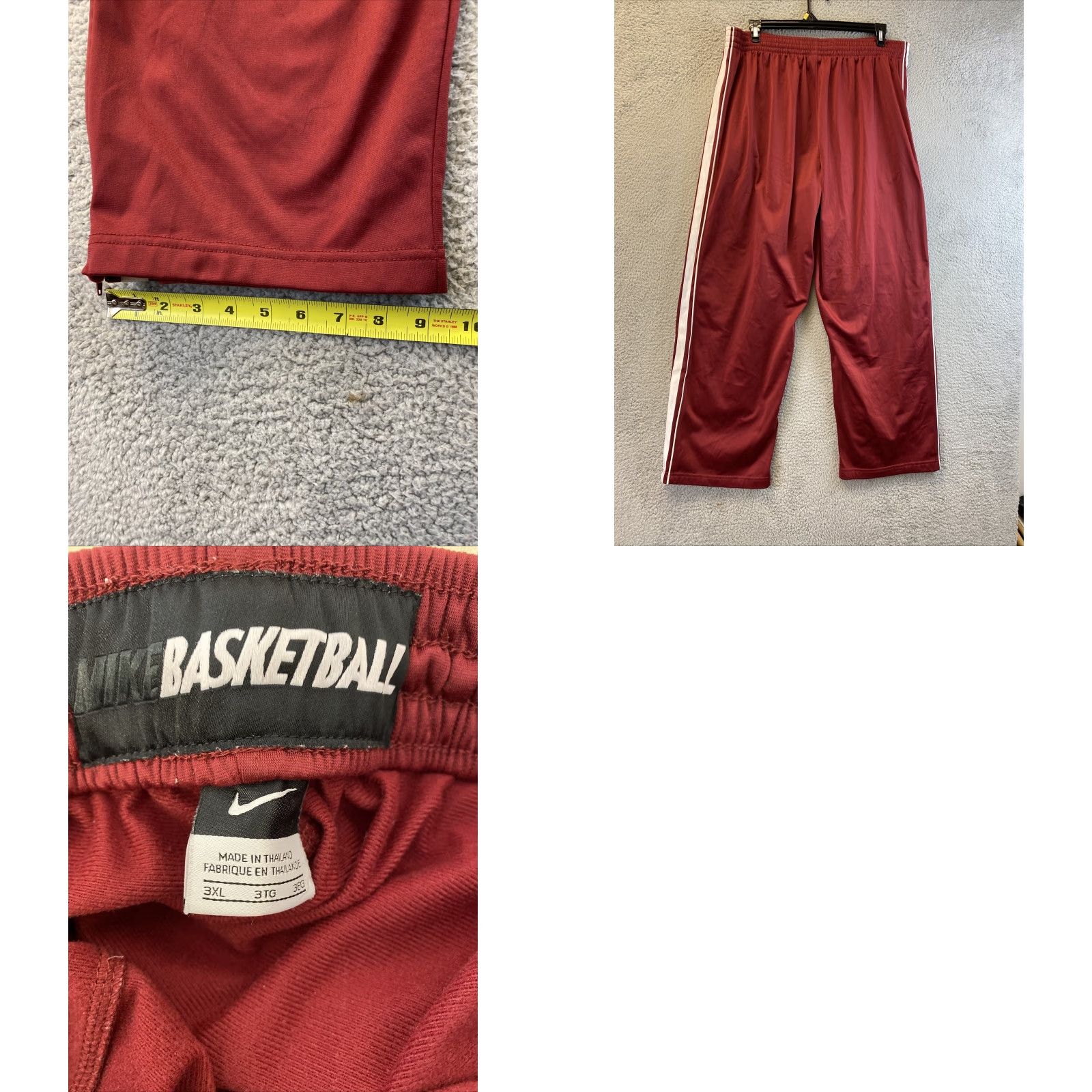 Nike Nike Track Pants Mens XXL 2XL Elastic Waist Straight Leg Zip 30-72 Maroon Size US 39 - 8 Thumbnail