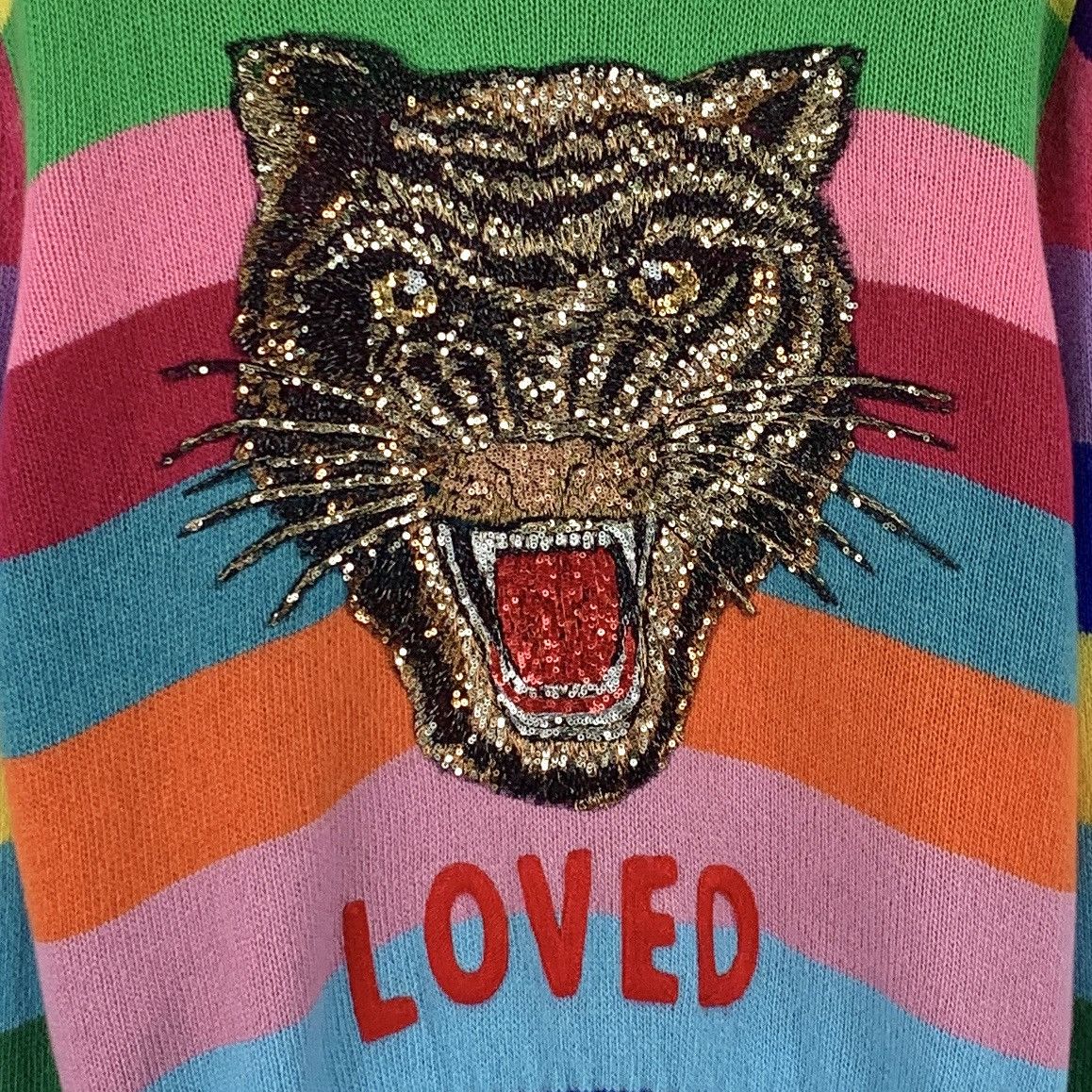 Gucci Gucci Tiger Head Sequin Wool Long Sleeve Knit Sweater K26WX Size M / US 6-8 / IT 42-44 - 4 Thumbnail