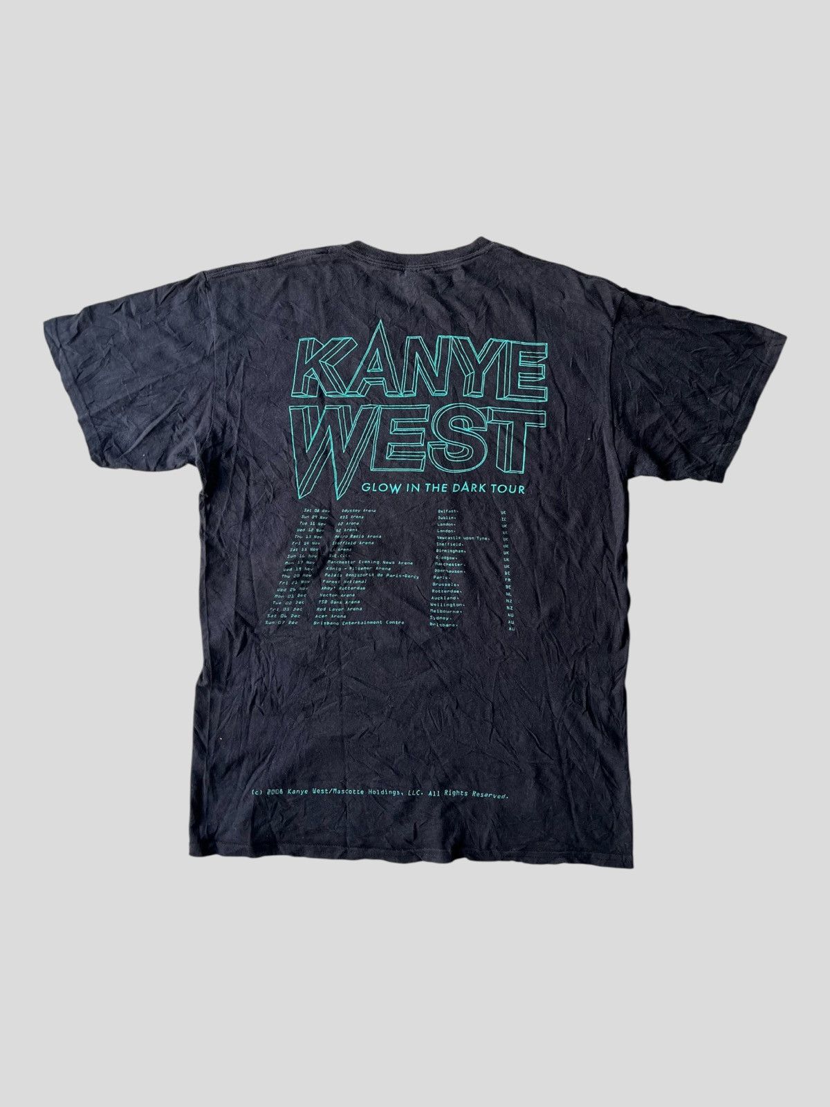 Kanye West Vintage 2008 Kanye West Glow In the Dark Tour Tee Shirt Size US M / EU 48-50 / 2 - 2 Thumbnail