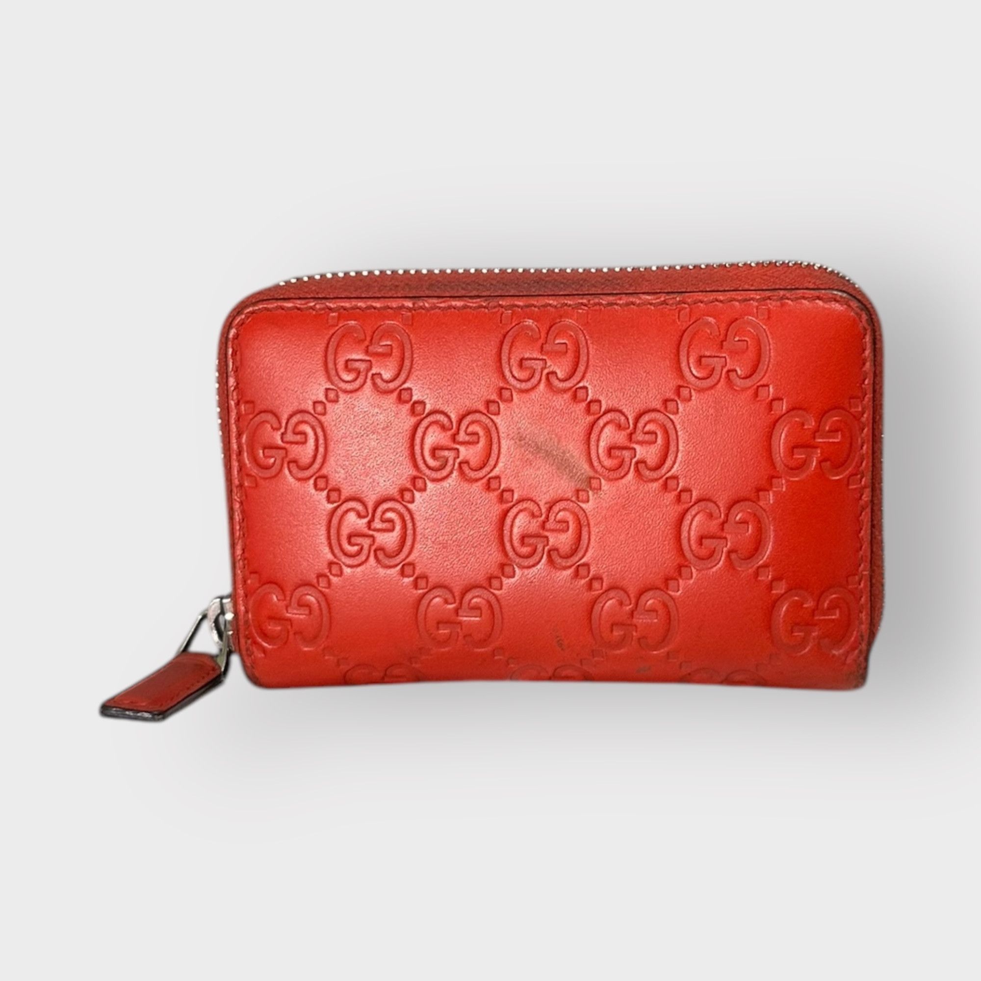 Gucci Gucci Zip Around Wallet Guccissima GG Monogram Red Leather Size ONE SIZE - 1 Thumbnail