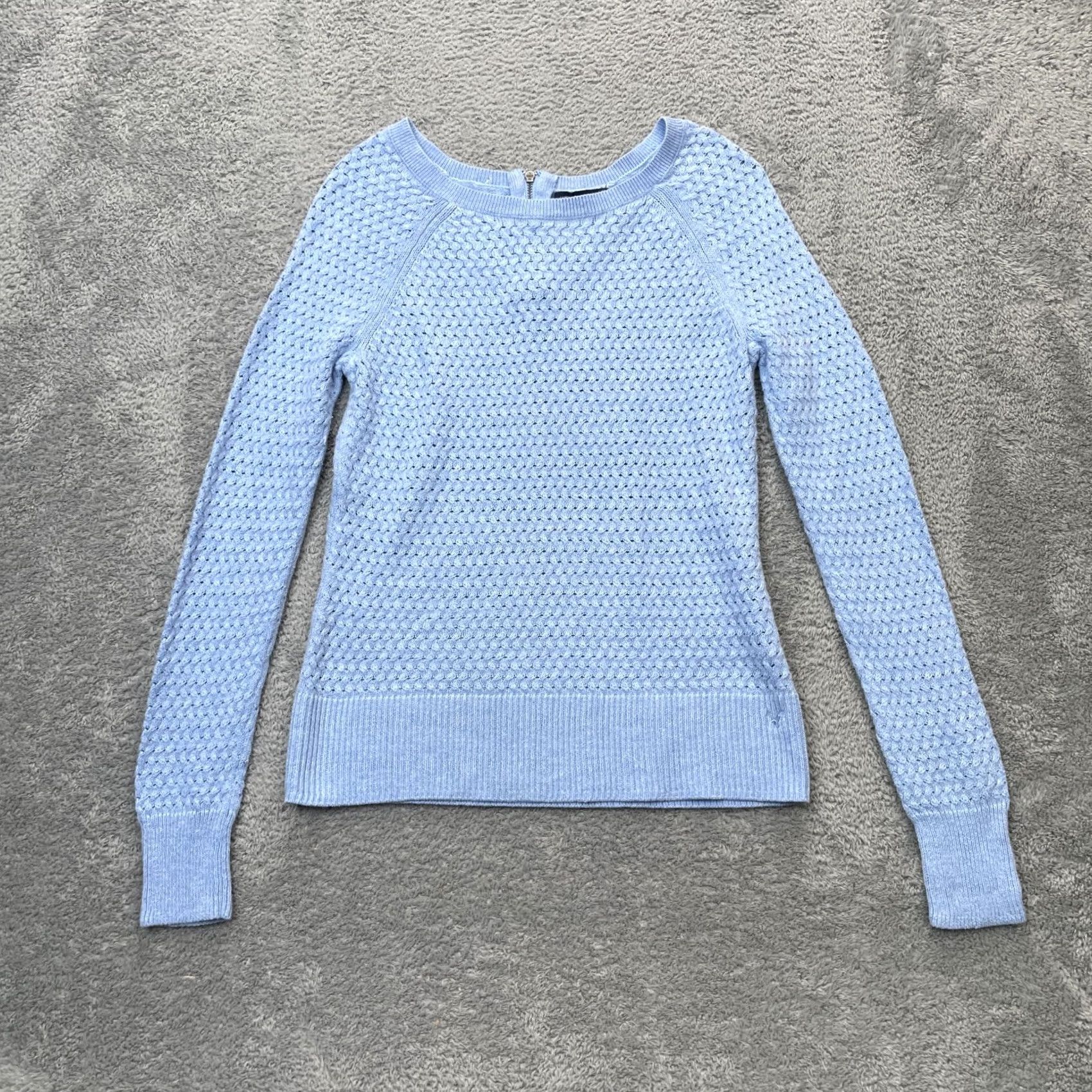 American Eagle Outfitters VINTAGE American Eagle Outfitters Sweater Womens Small Blue Wool Blend Basket Weave Knit Size S / US 4 / IT 40 - 2 Thumbnail