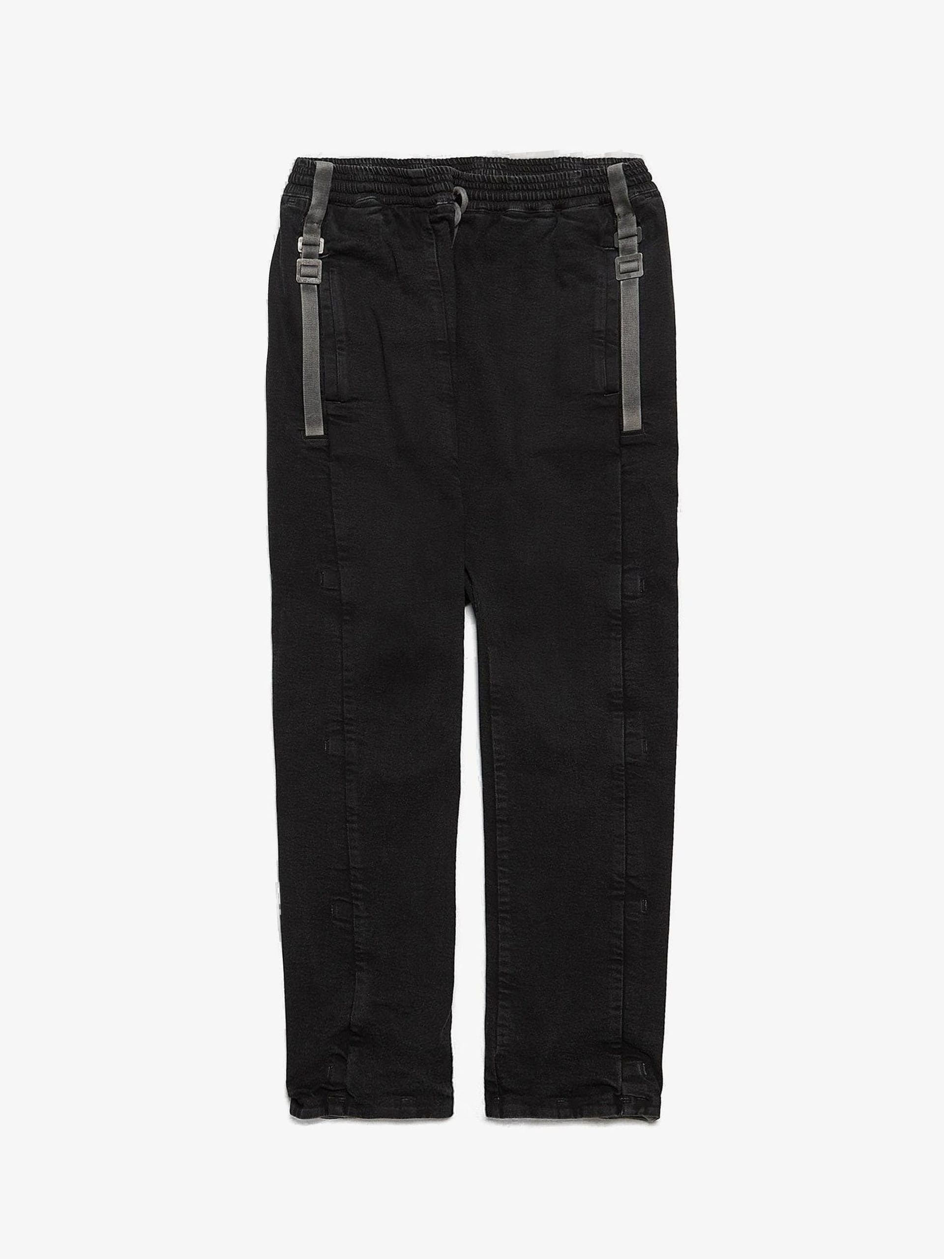 image of Boris Bidjan Saberi Black Asymmetric Drop Crotch Denim Cotton Elastic Pants, Men's (Size 34)