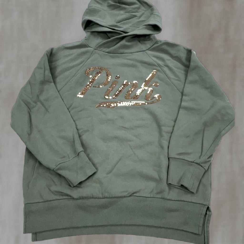 Victoria's Secret Victoria's Secret PINK Hoodie Women XS Green Solid Pullover Hooded Sweatshirt Zipper Logo All Seasons Full Zip Pockets Graphic Print Vintage VTG 90s? Size XS / US 0-2 / IT 36-38 - 1 Thumbnail