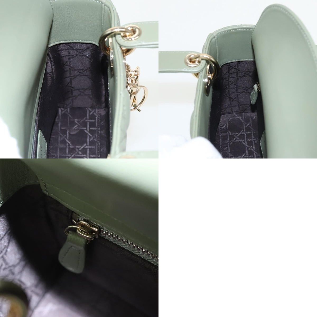 DIOR Canage Small Lady DIOR Bag Lamb Skin Green Gold