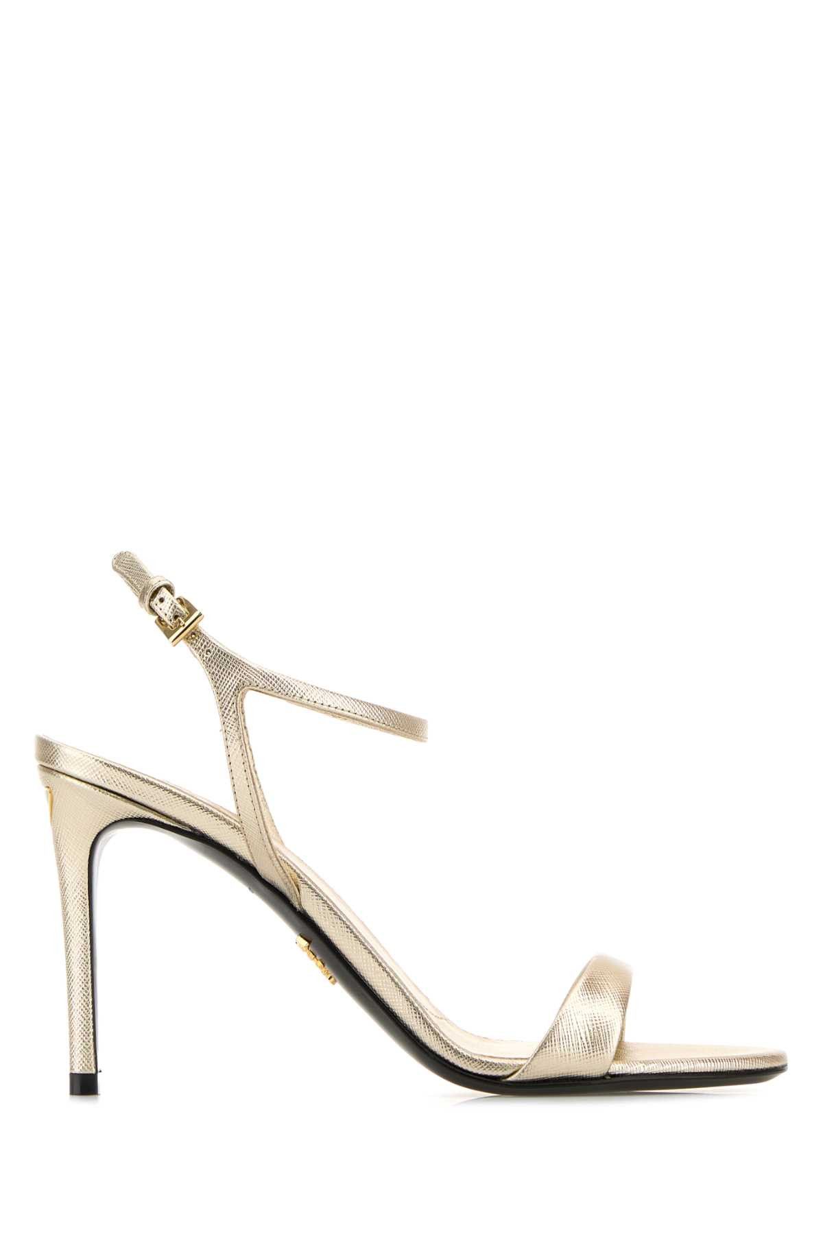 Prada Gold Leather Sandals Size US 6 / IT 36 - 1 Thumbnail