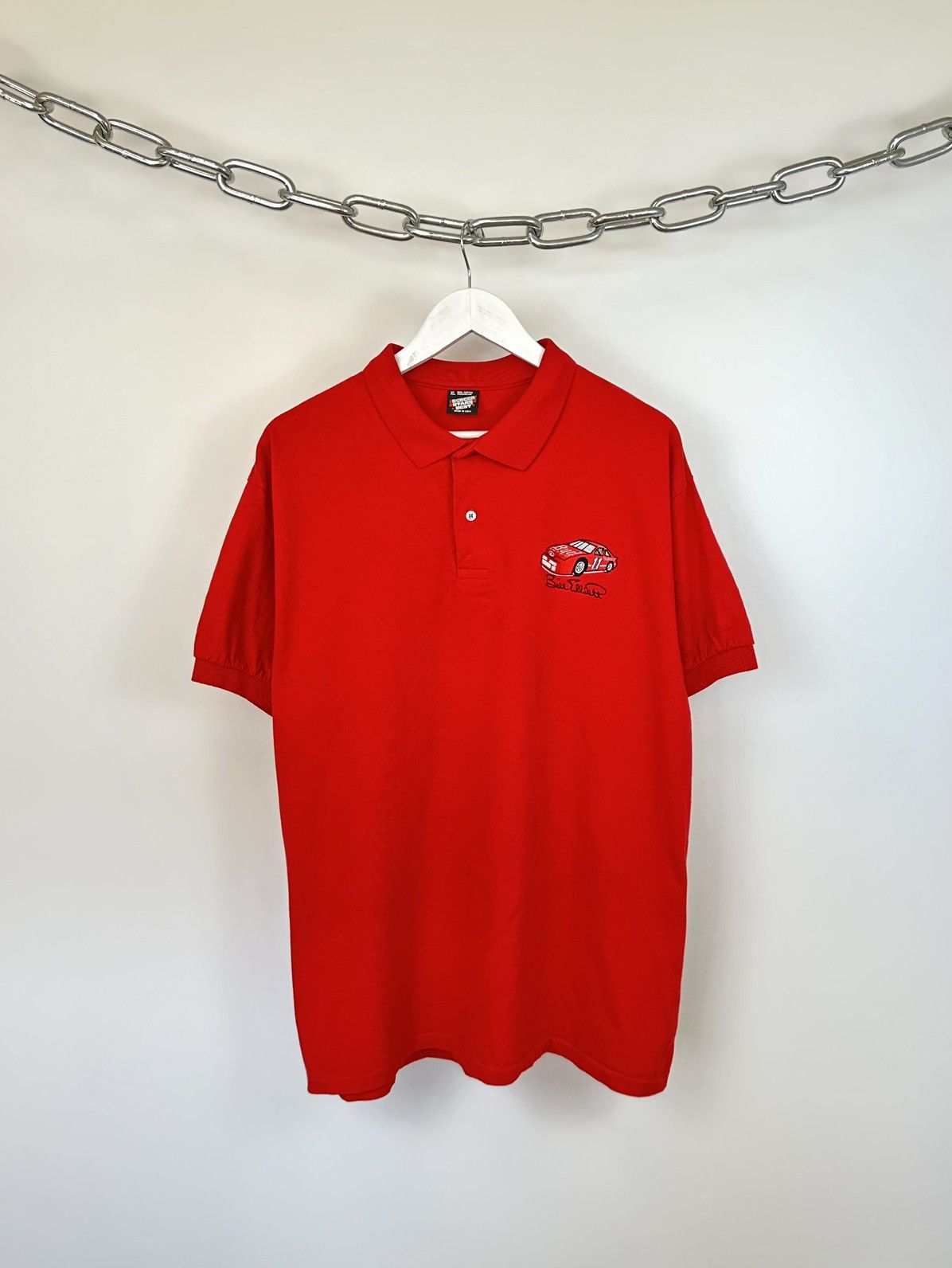 NASCAR Vintage 80s Bill Elliott NASCAR Made In USA Racing Polo Tee Size US XL / EU 56 / 4 - 1 Thumbnail