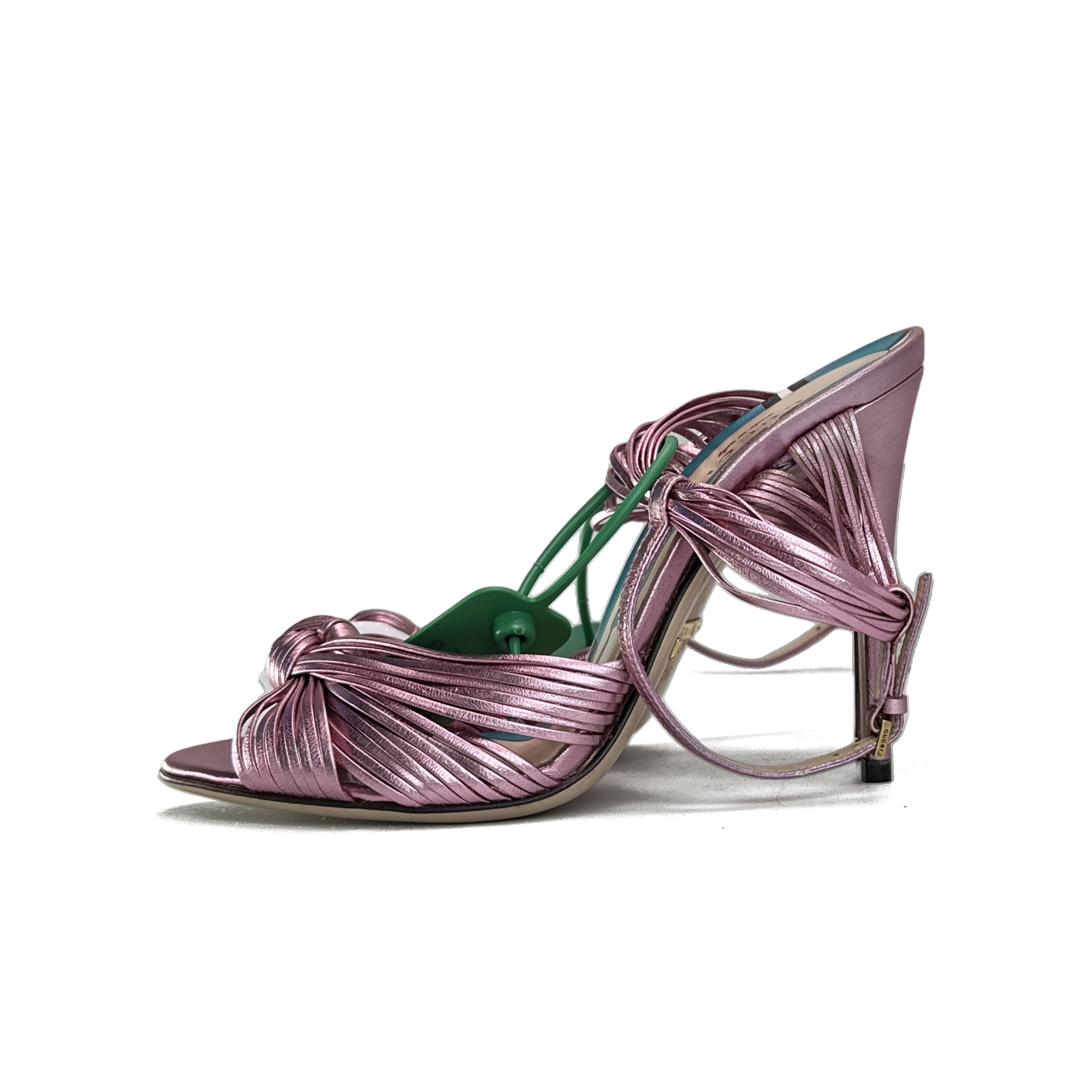 Gucci Pink Leather High Heel Shoes Sandals, Women's (Size 6)