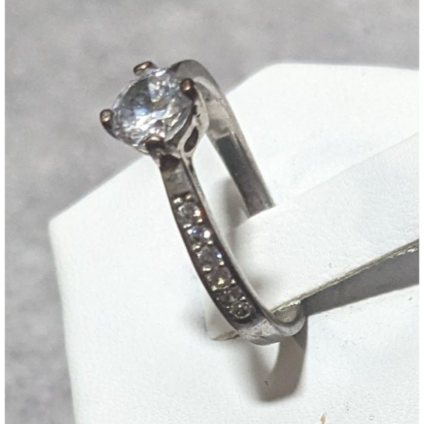 Other Classic Sterling Silver Gemmed Engagement Ring Size 7 1/2 Size ONE SIZE - 3 Thumbnail
