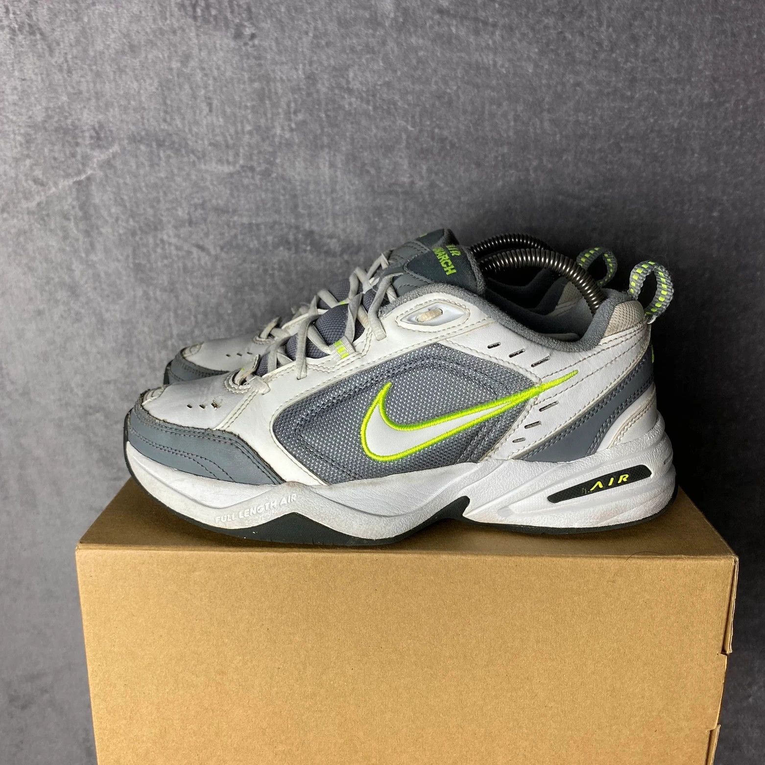 Nike Air Monarch daddy shoes sneakers Y2K white grey lime Size US 7.5 / EU 40-41 - 2 Thumbnail