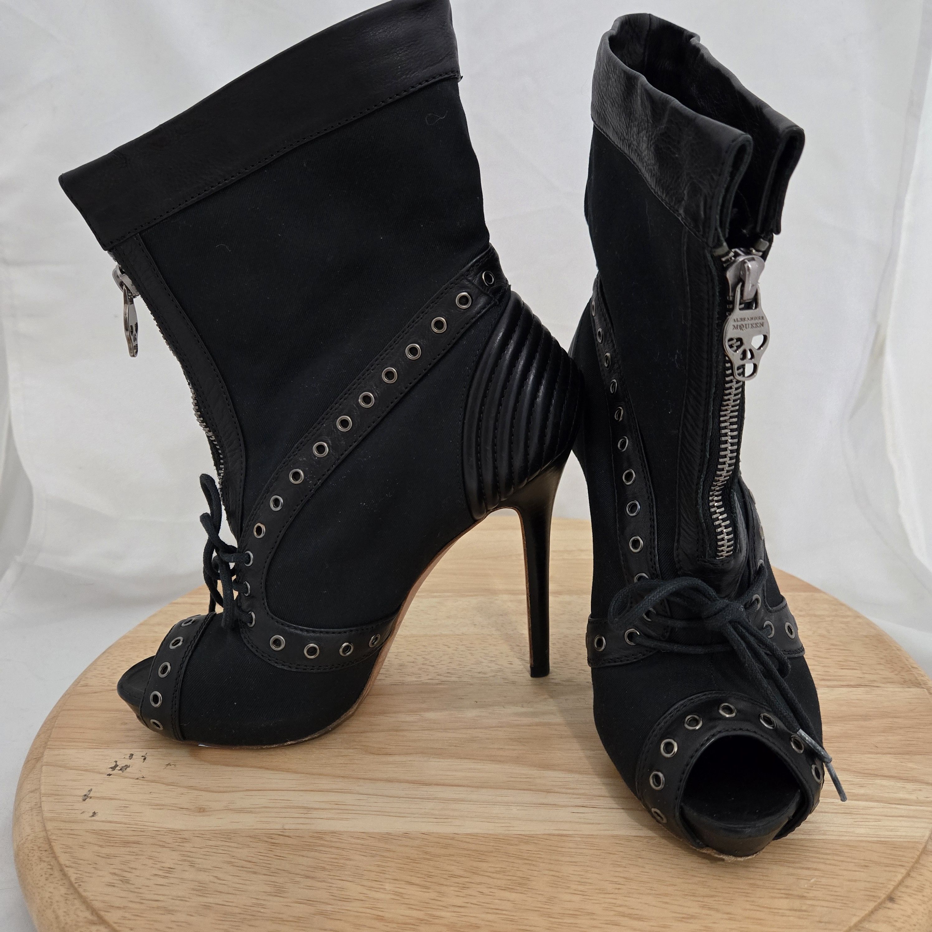 Alexander McQueen Peep toe stiletto booties Size US 6 / IT 36 - 7 Thumbnail