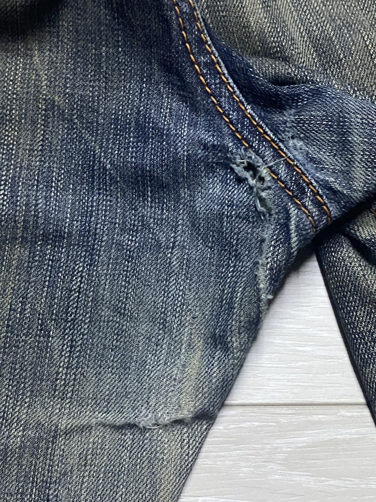 Junya Watanabe Vintage Edwin 503 Blue Trip Thunder Mud Wash Baggy Jeans Size US 36 / EU 52 - 15 Thumbnail