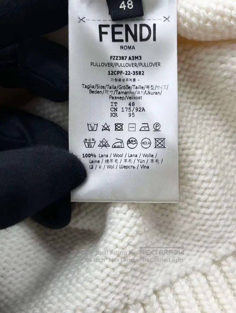 Other Fendi Beige Logo Intarsia Knit Sweater. Size US L / EU 52-54 / 3 - 3 Thumbnail