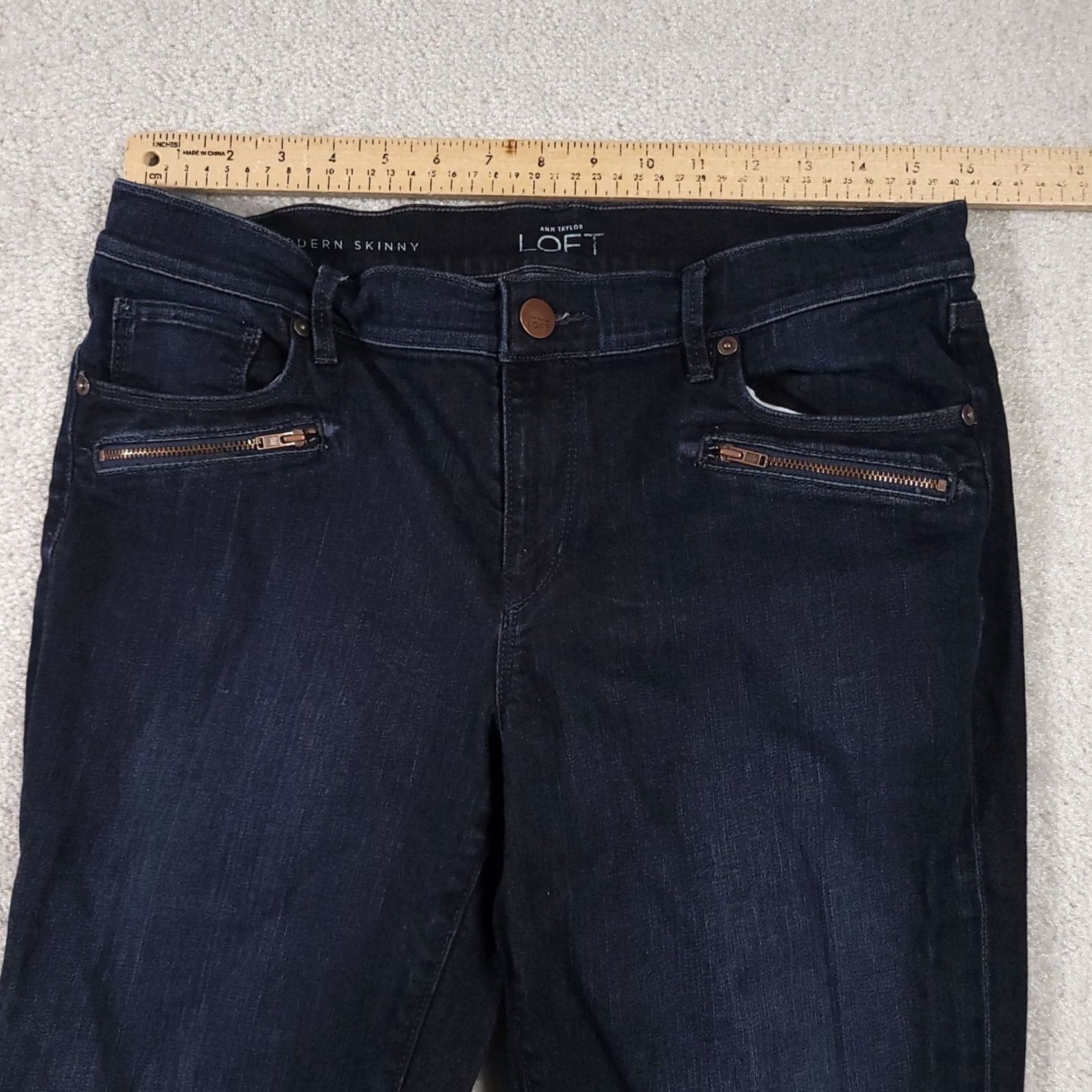Loft LOFT Jeans Skinny Dark Wash Denim Stretch Raw Hem Mid-Rise Womens 30 Regular Blue 90s City Vintage No Size 30" / US 8 / IT 44 - 5 Thumbnail