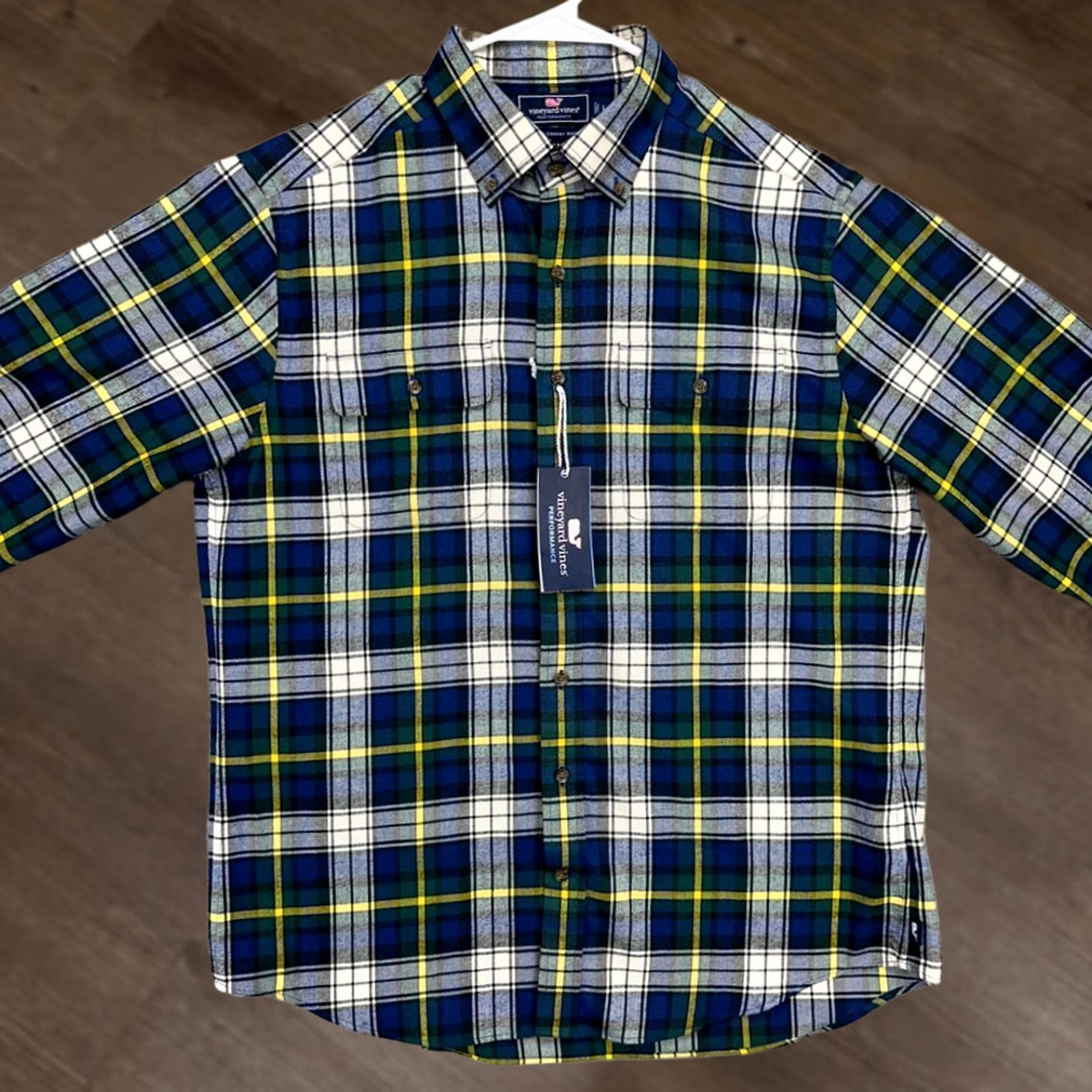 Vineyard Vines Vineyard Vines Shirt Mens Large Blue Plaid Crosby Performance Button-Up Slim/Regular Fit Size US L / EU 52-54 / 3 - 1 Thumbnail
