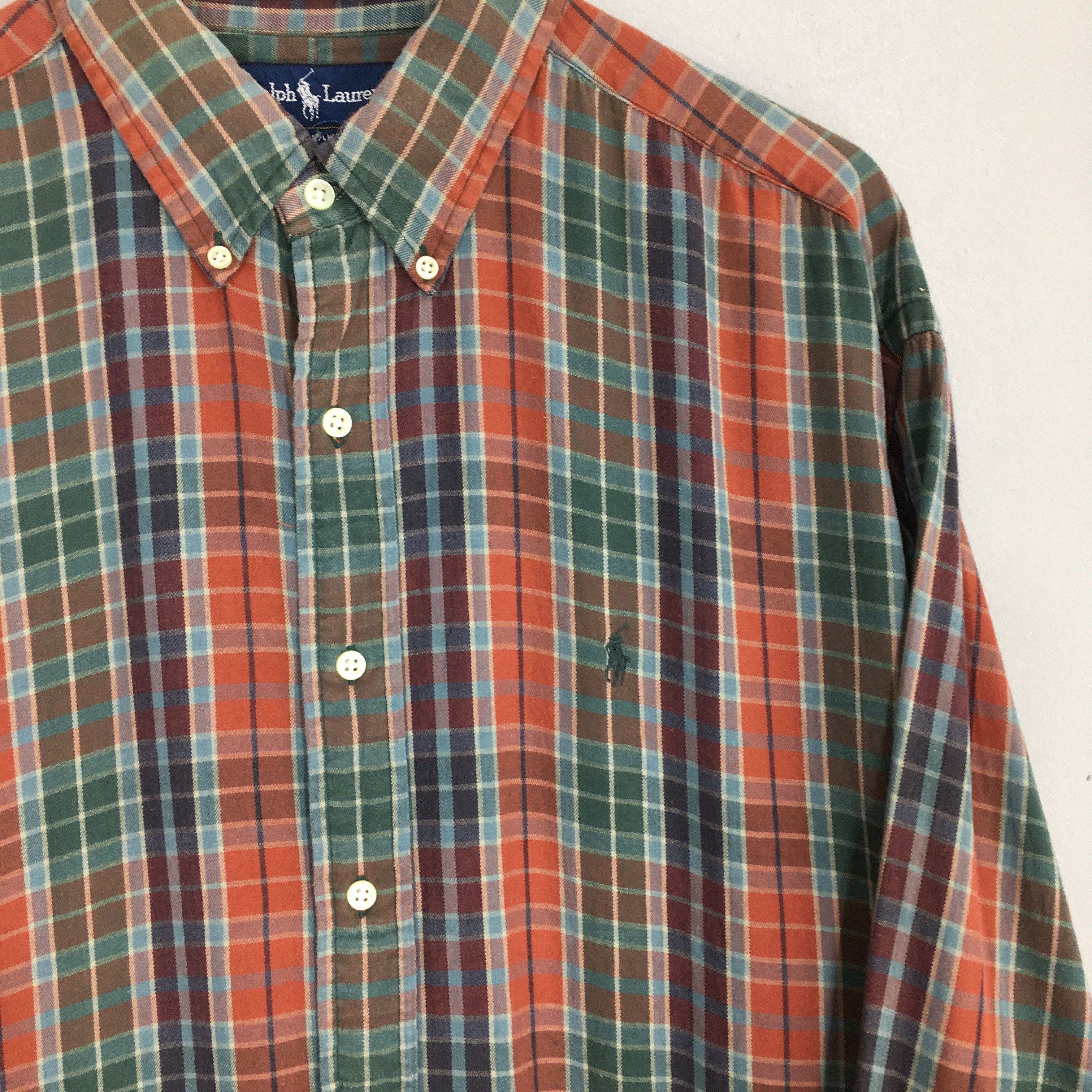 Polo Ralph Lauren × Ralph Lauren × Vintage Vintage Polo Ralph Lauren Plaid Checkered Flannel Shirt XL Size US XL / EU 56 / 4 - 4 Thumbnail