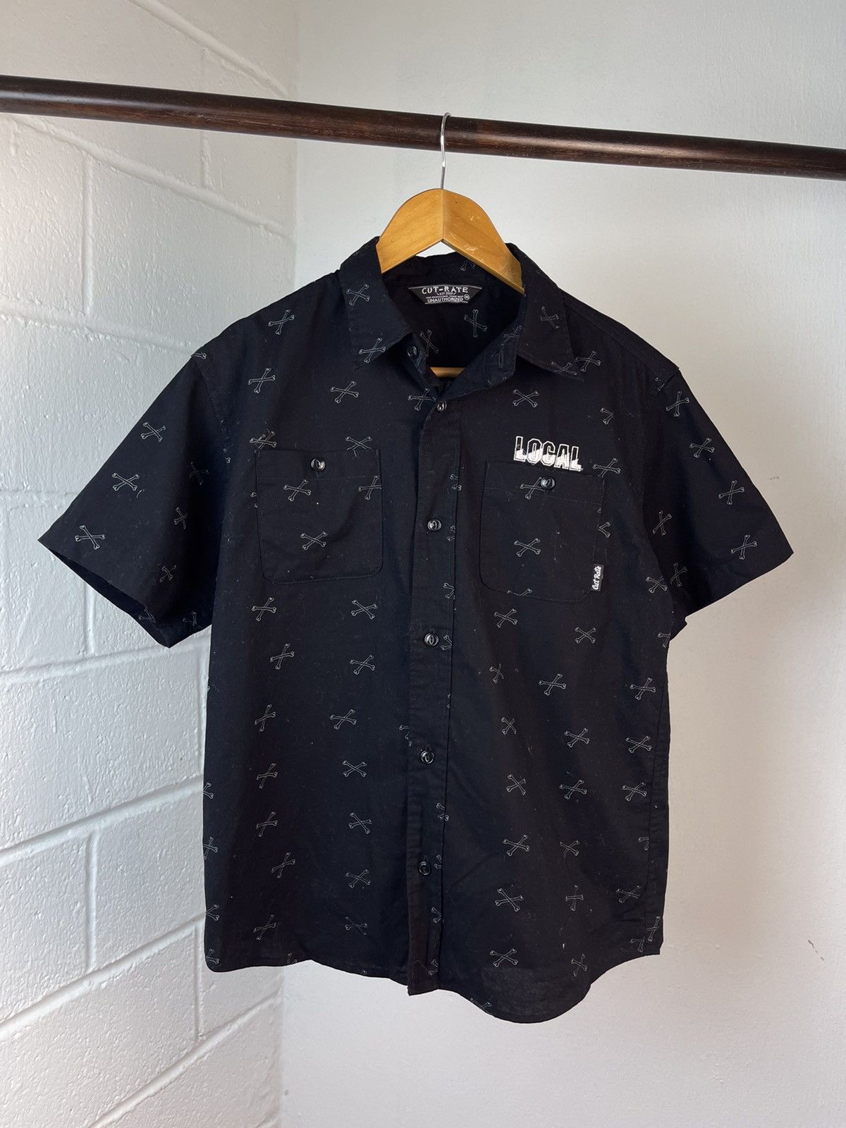20471120 Cut Rate Skull Overprint Button ups shirt b3 Size US M / EU 48-50 / 2 - 3 Thumbnail