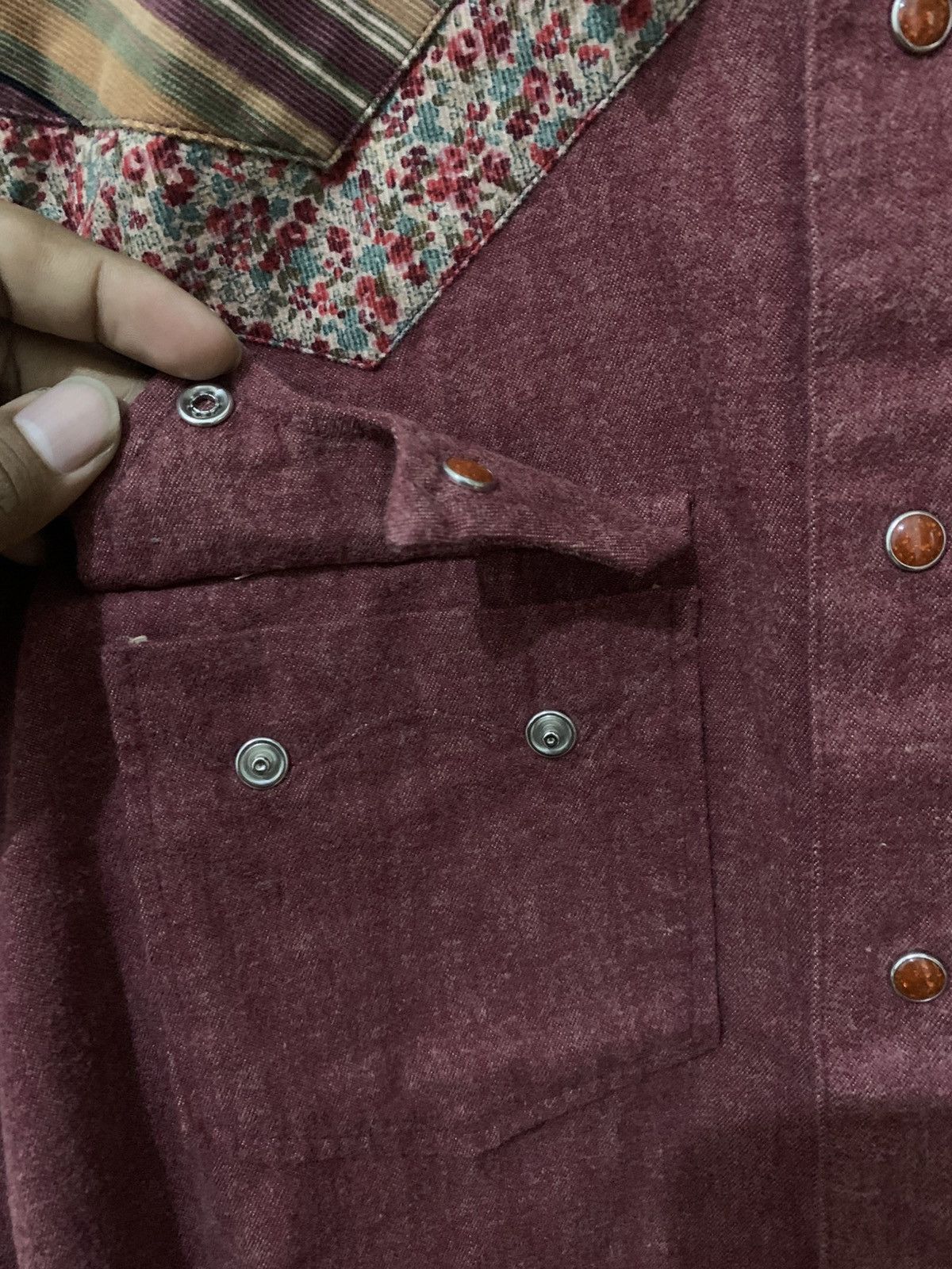291295=Homme 291295＝HOMME • Floral Western Cowboy Shirt Harajuku Style Size M / US 6-8 / IT 42-44 - 7 Thumbnail