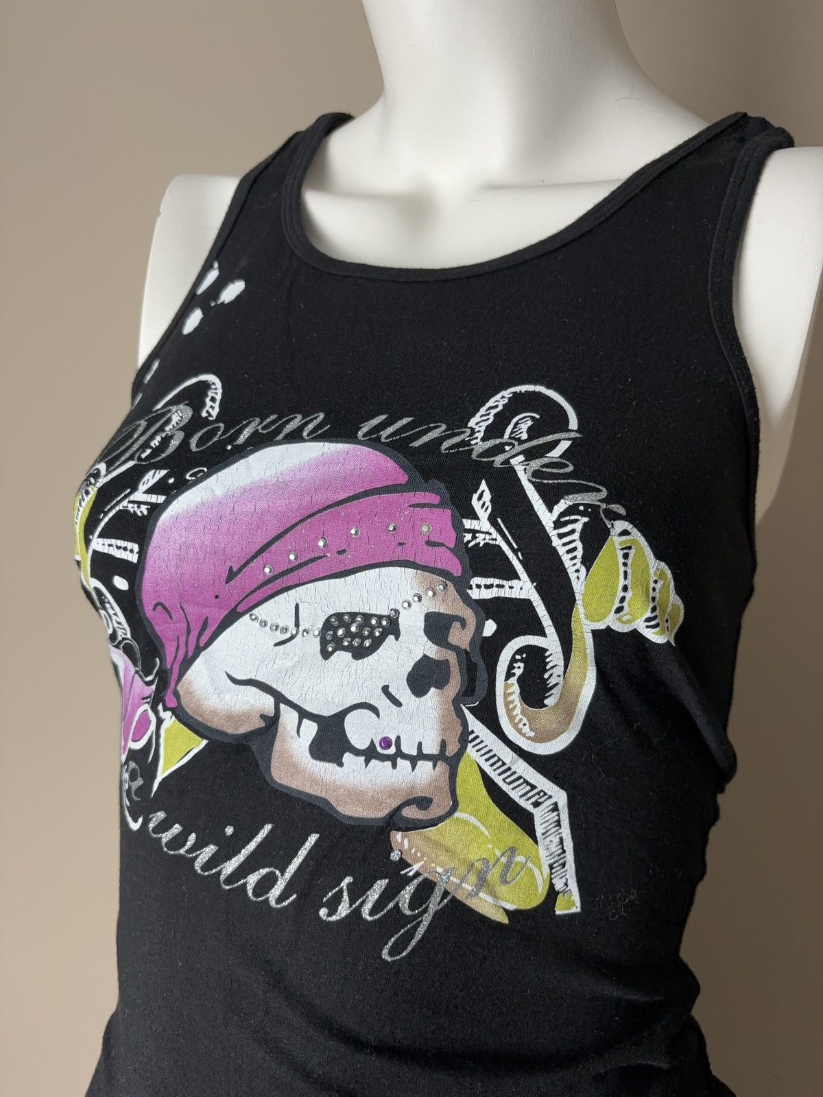 Vintage Gothic skull printed vintage tank top glamour Size M / US 6-8 / IT 42-44 - 6 Thumbnail