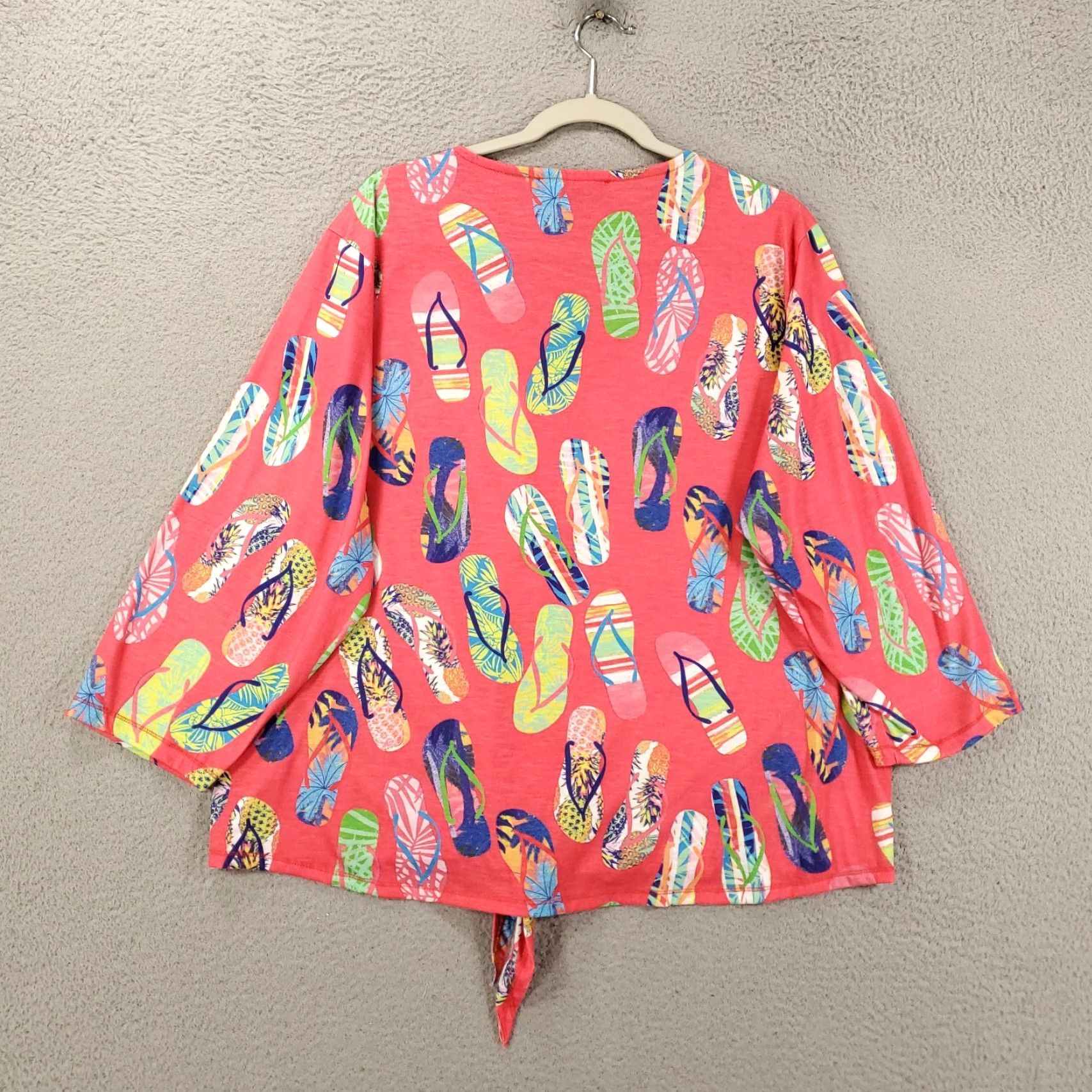 Vintage VINTAGE No, actually Vintage is No; it's Onque Casual Top Womens 2X Flip Flop Rhinestone Faux Button Up V Neck Pullover Size XXL / US 16-18 / IT 52-54 - 7 Thumbnail