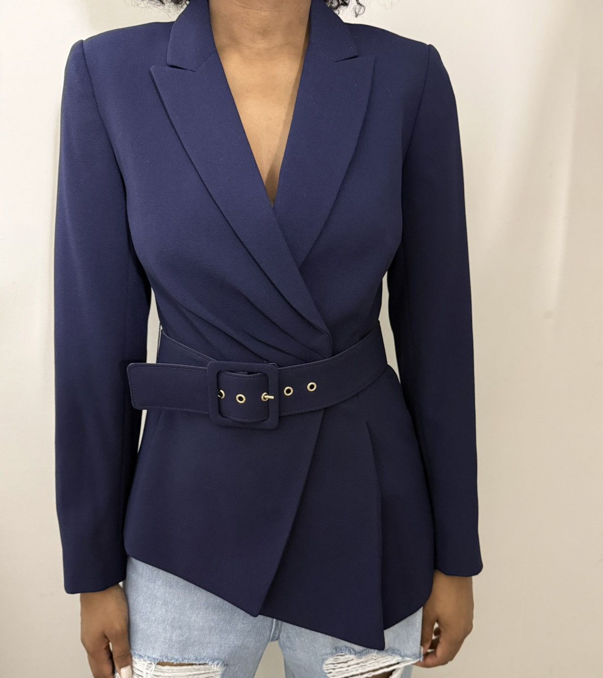 Elie Tahari Tahari ASL Blue Belted Blazer Size XS / US 0-2 / IT 36-38 - 1 Thumbnail