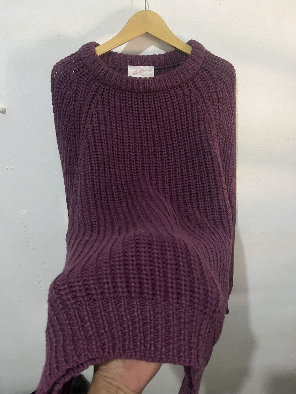 Paul Harnden Shoemakers Antique Chunky Knit Lambswool Sweater Burgundy Size US XL / EU 56 / 4 - 4 Thumbnail