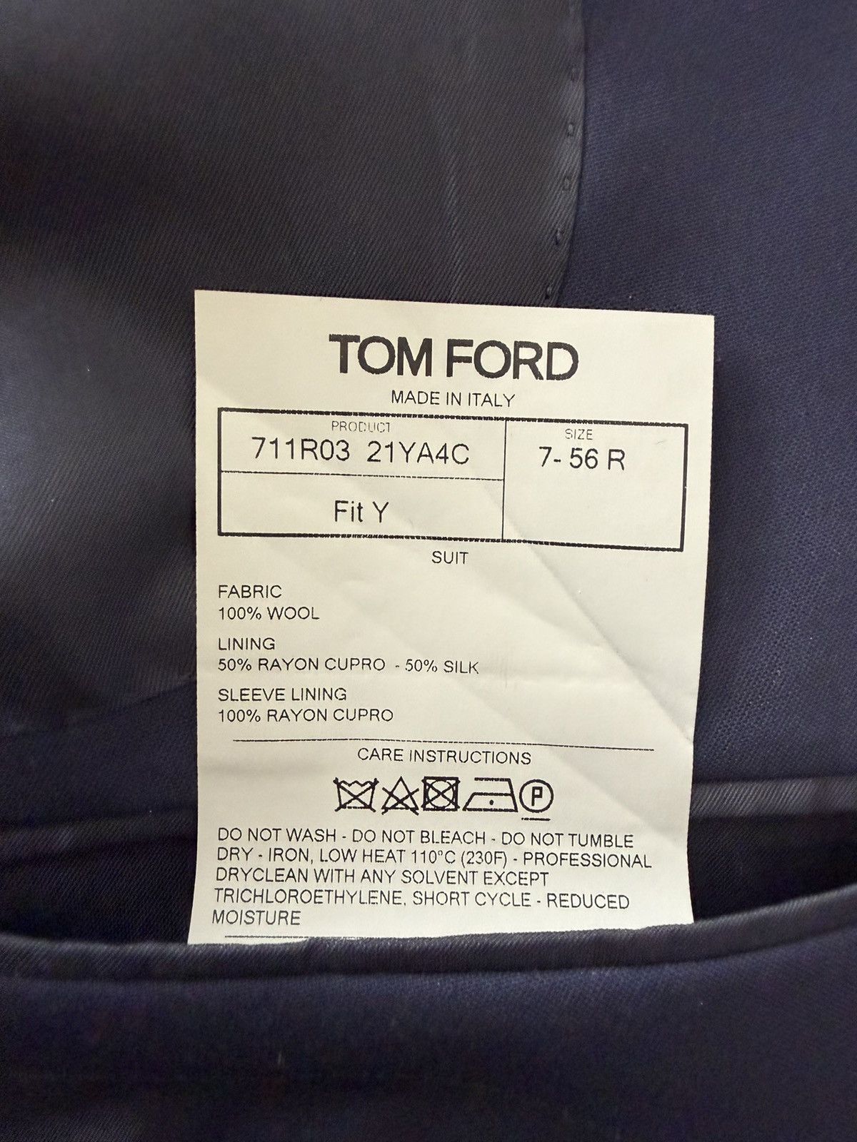 Tom Ford Tom FORD - Navy Blue Super 130 Size 46R - 2 Thumbnail